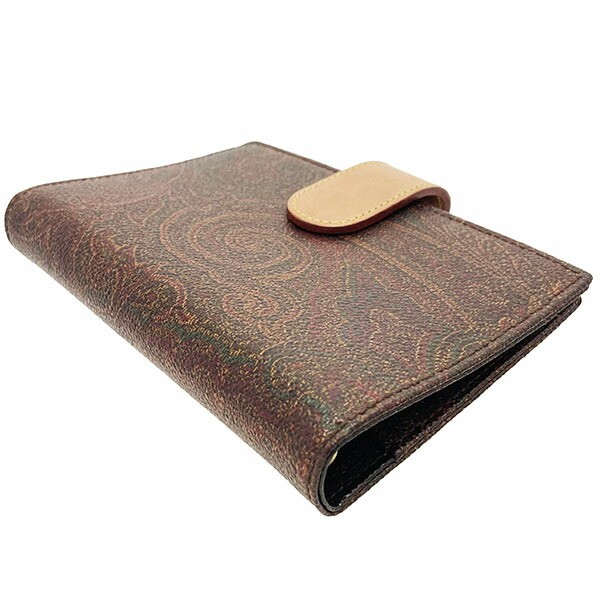 ■Authentic Etro Paisley Notebook Cover, PVC Leather, Multicolor Brown Tones,