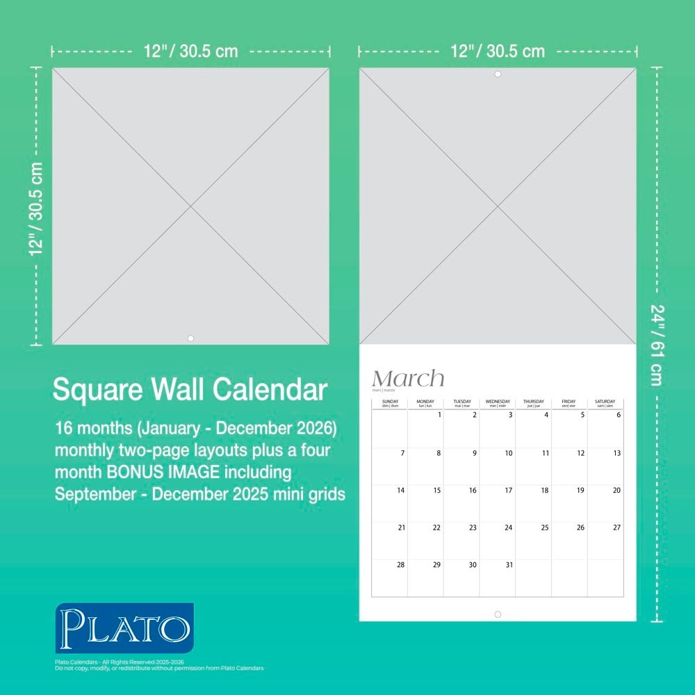 Marilyn Monroe OFFICIAL | 2026 12×24″ (Hanging) Monthly Square Wall Calendar