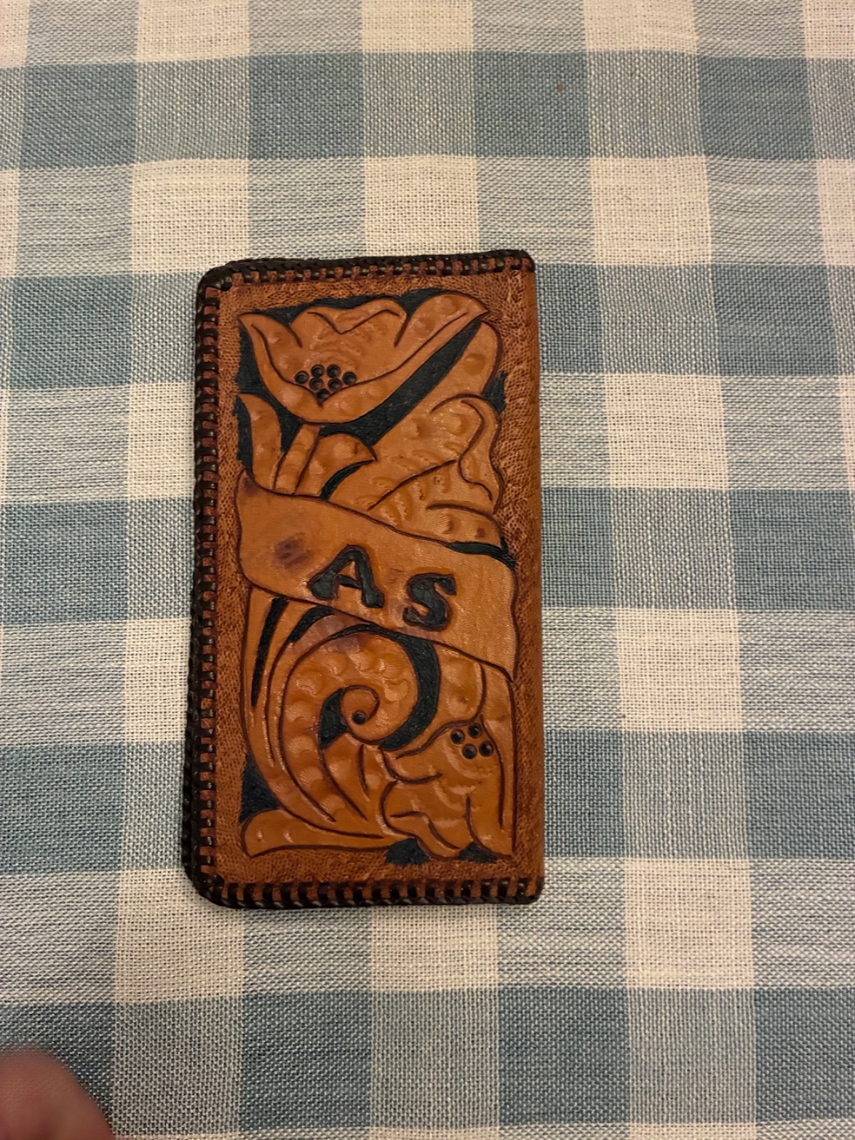 Custom Made Hand Tooled Leather Binder Wallet Pouch 5 PIECE LOT!!! Matching SET!
