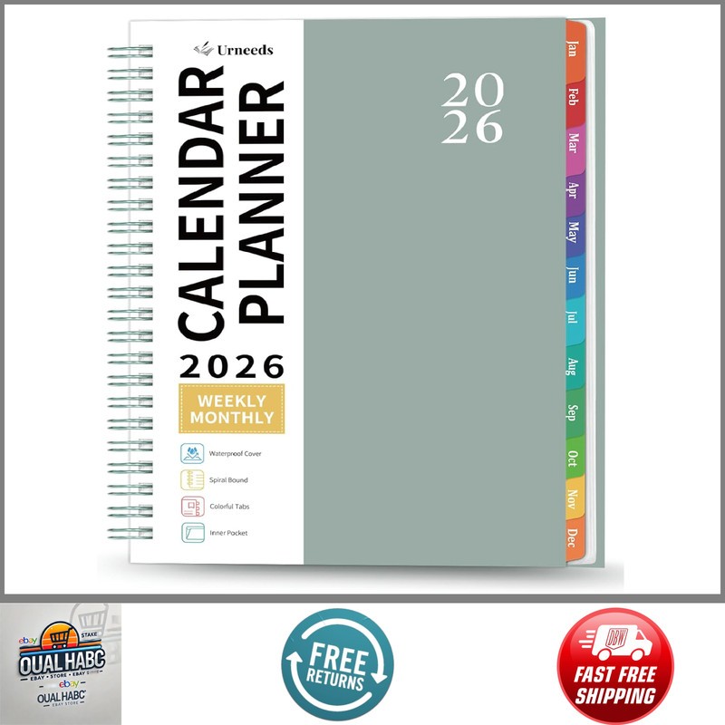 2026 Planner Weekly Monthly Calendar with Tabs Inner Pocket 8.5″x6.4″ Organizer