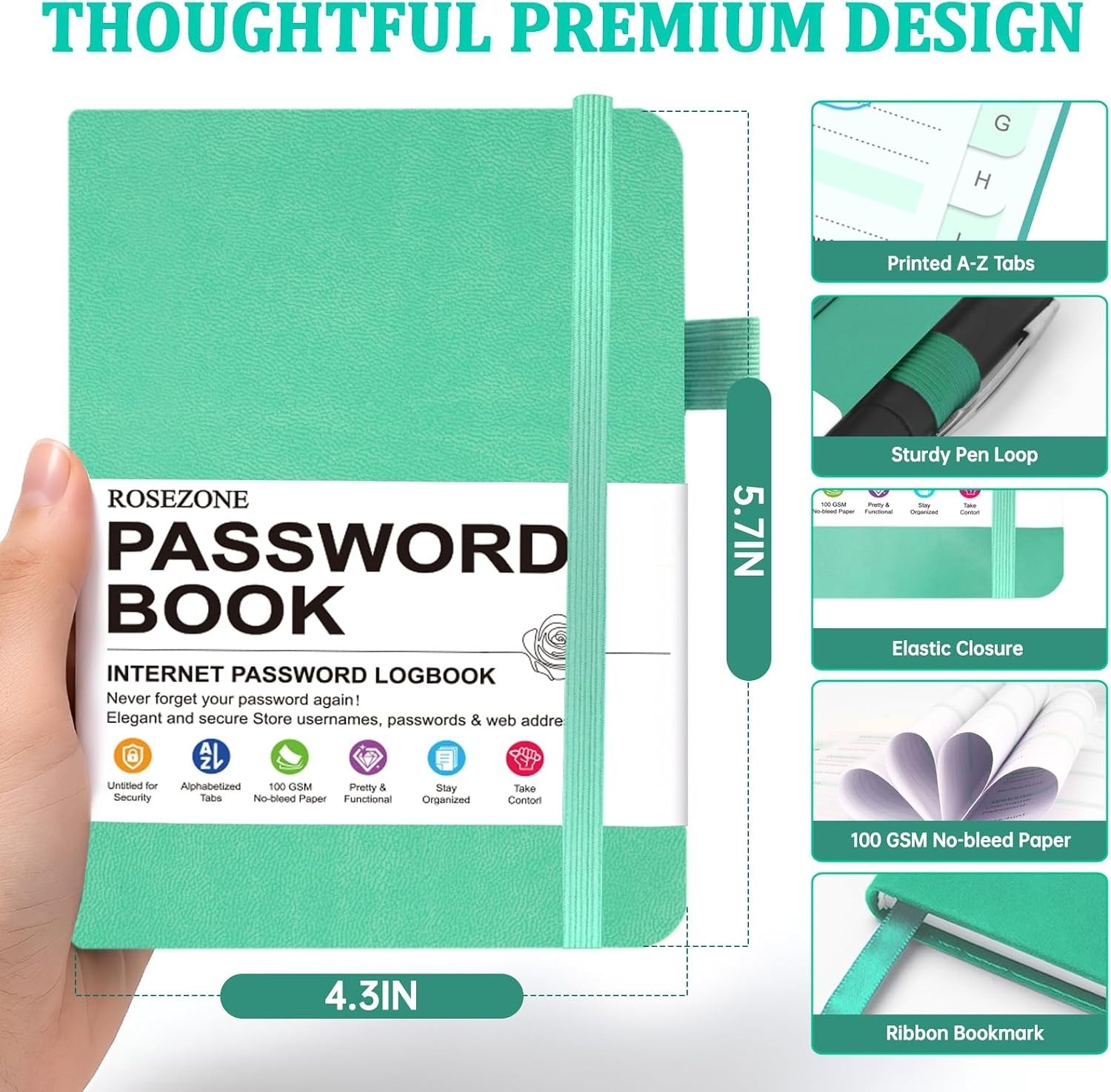 Password Book with Alphabet Tabs Internet Address Organizer Logbook Pocket