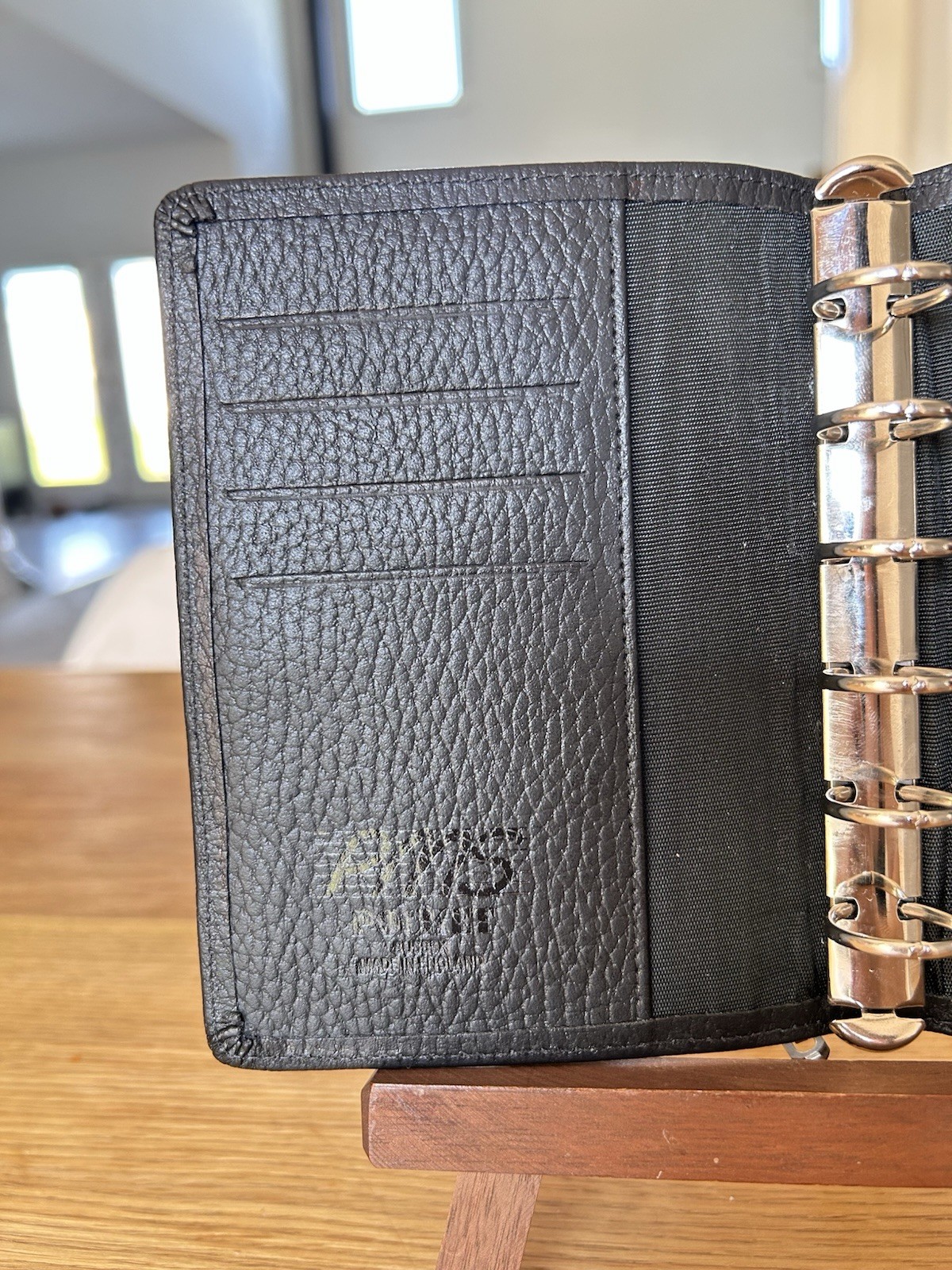 Vintage Black Leather Pocket Size 6-Ring Planner Agenda Made In England