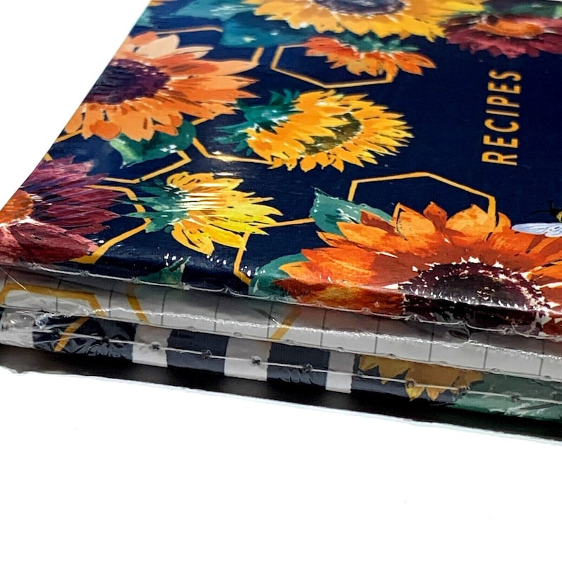 Recipe Journal, Notebook Meal Planner, Agenda 52, Paper Studio, 3 Pack Sunflower