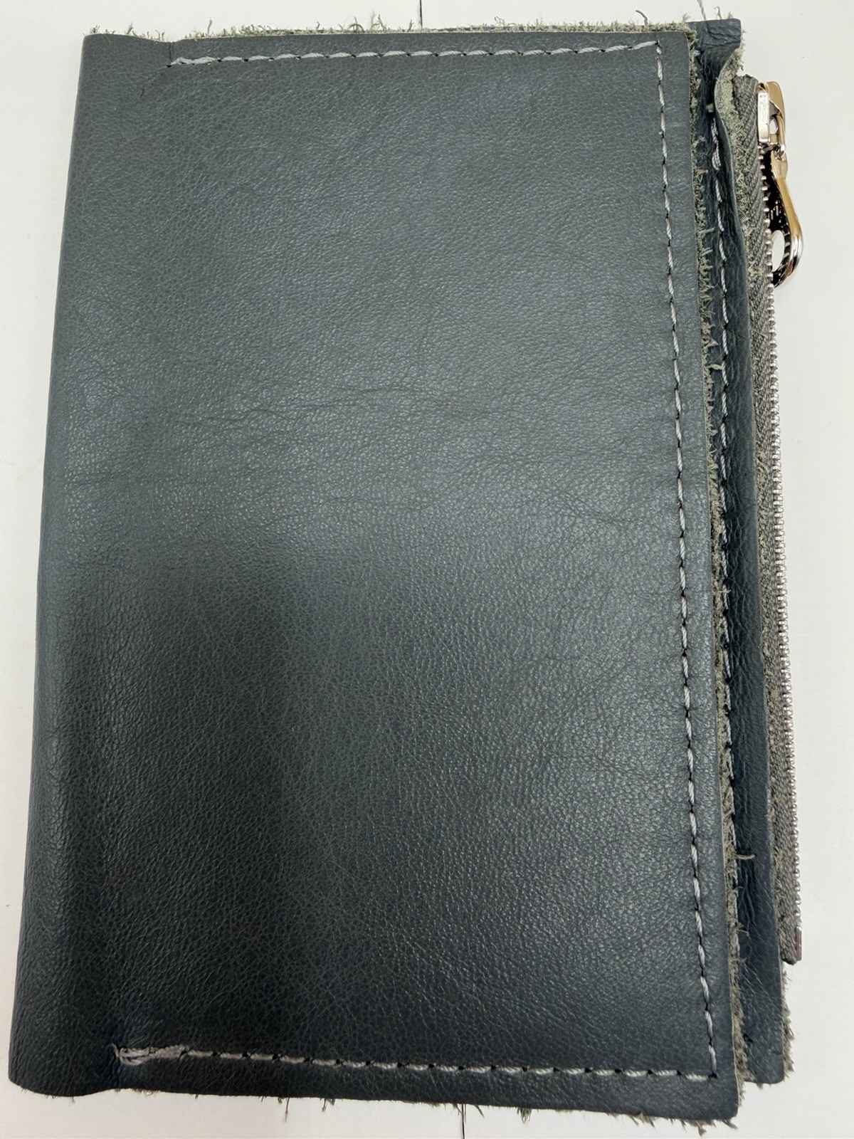 Foxy Fix Passport Leather Wallet TN Cover Gray Zip Pocket Traveler’s Notebook