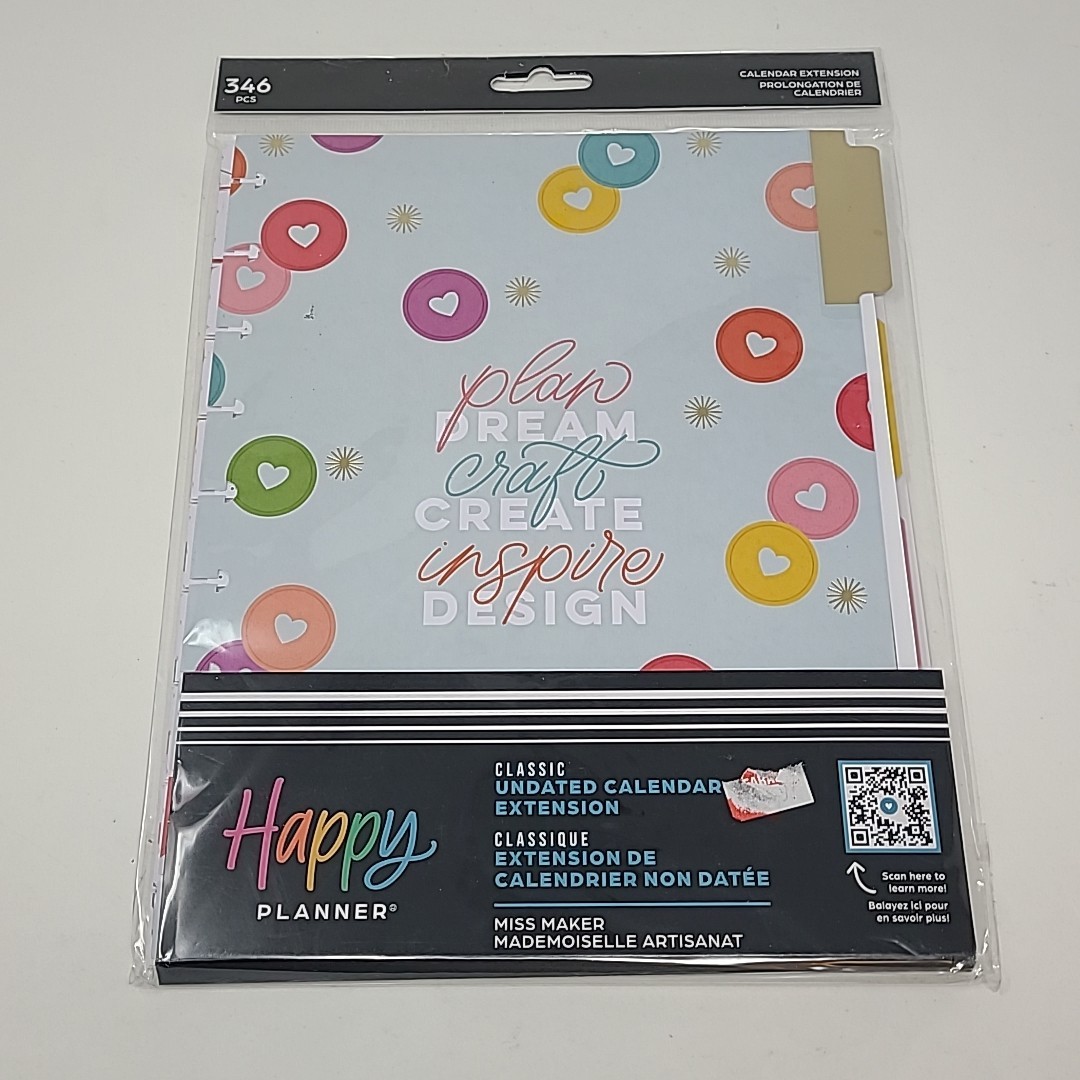 Happy Planner UNDATED Classic Calendar Extension 346 Pcs Plan Dream Craft