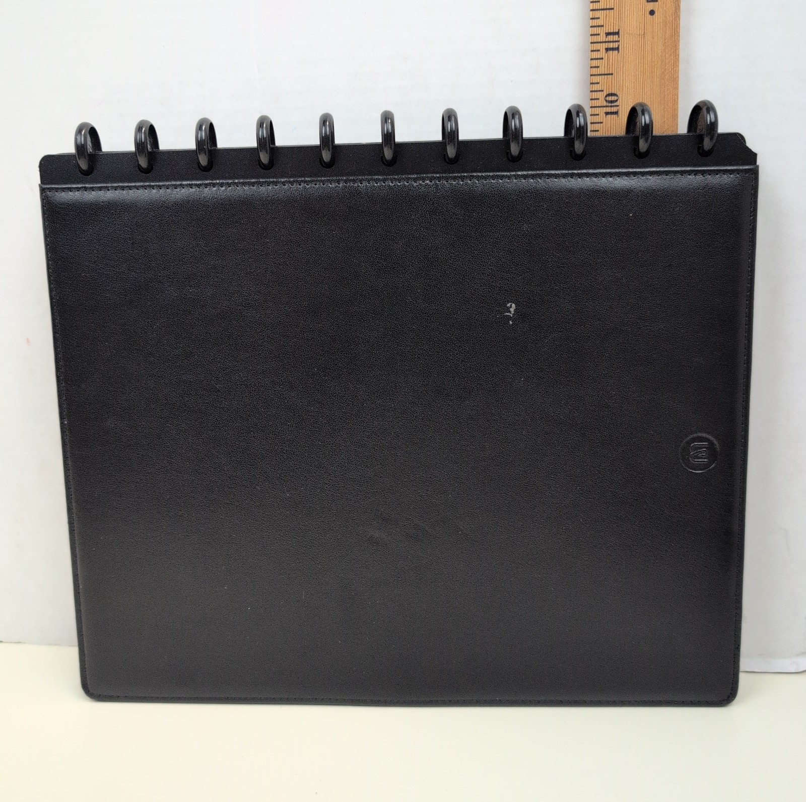 ARC Customizable Black Faux Leather Disc Bound Notebook Portfolio Letter Size
