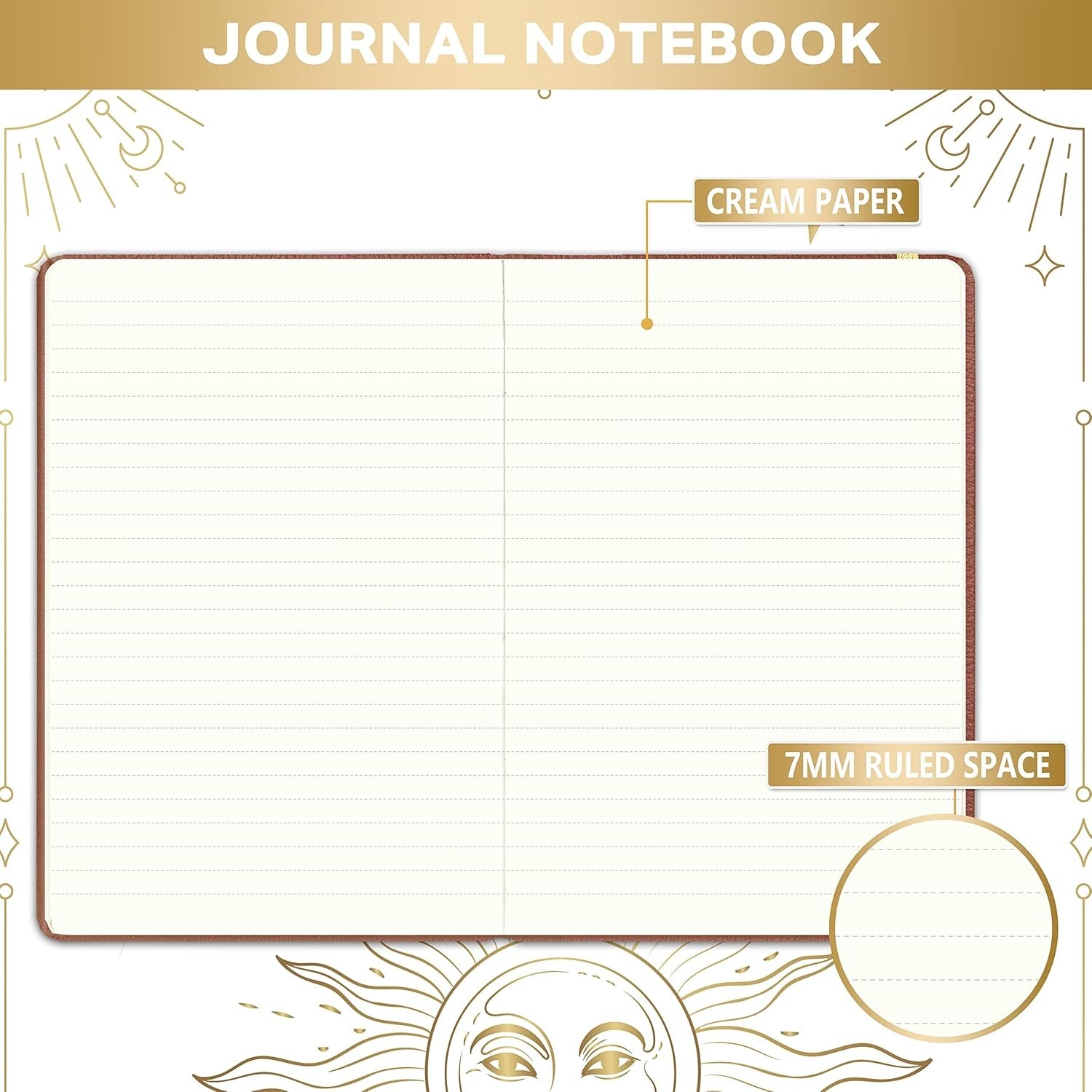 Elegant Faux Leather Notebook – 144 Page Hardcover Journal, 5.8”x 8.4”