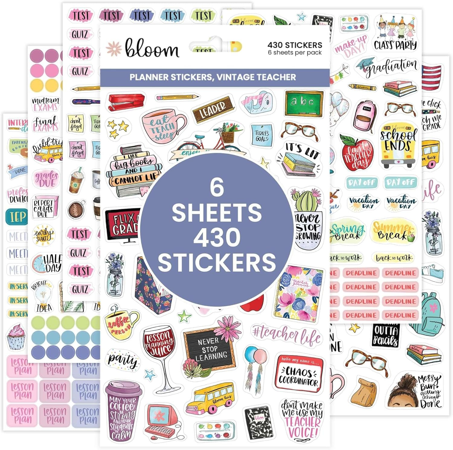 Vintage Teacher Planner Stickers – School Themed Planning Stickers for Teachers,