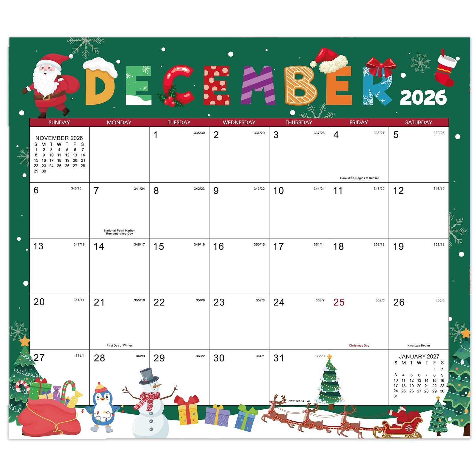 2026-2027 Magnetic Calendar for Fridge, 13″ × 11.2″, × 11.2″