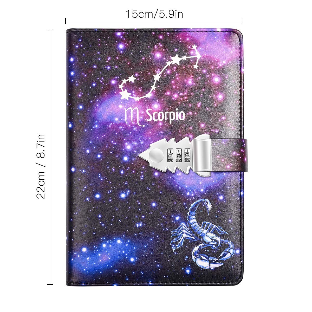 ARRLSDB A5 Creative Password Lock Journal PU Leather Combination a5, Scorpio