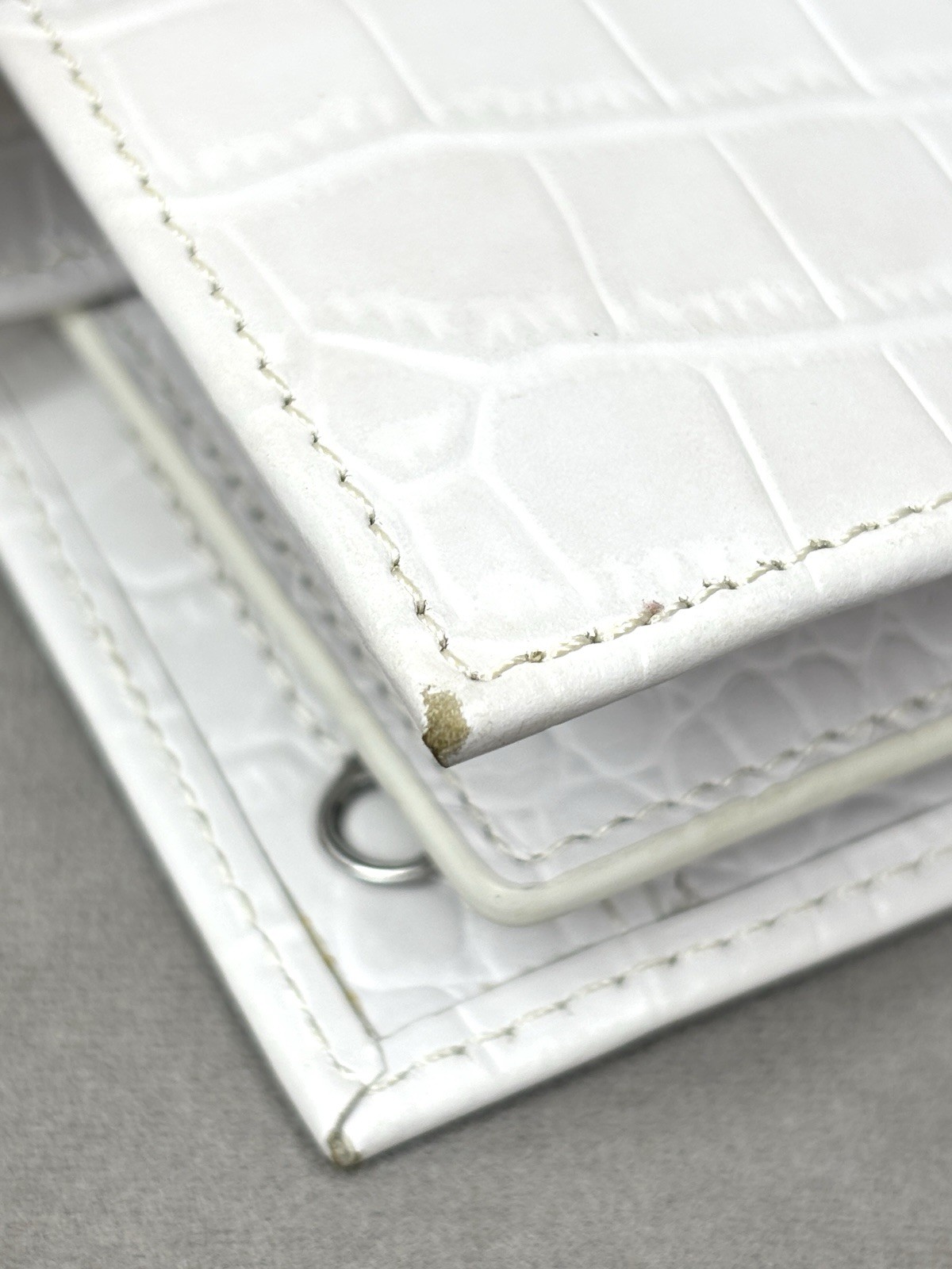 Moterm A7 Pocket Leather Rings Planner White/Light Grey Croc Wallet Organizer