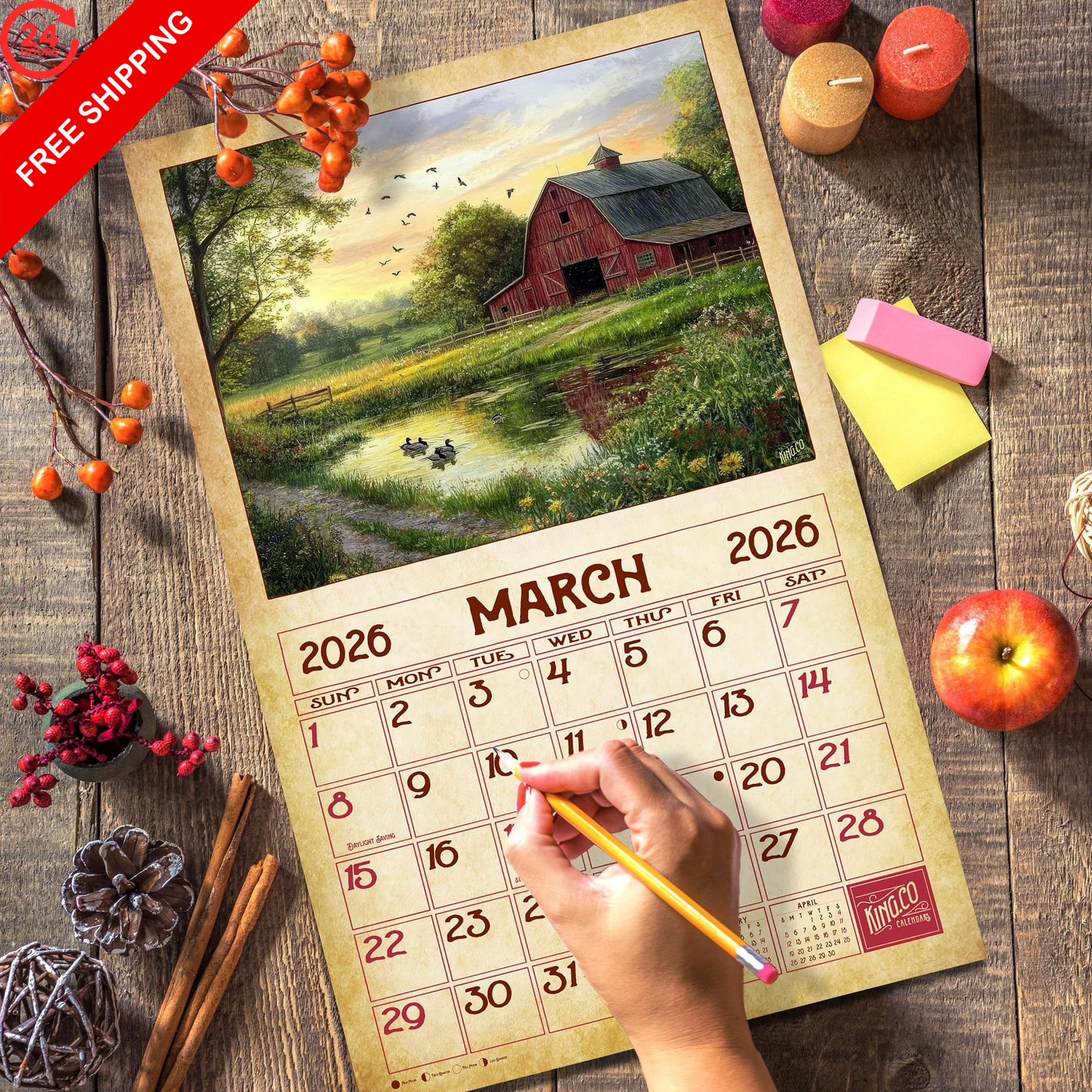 2026 Vintage Old Barns Wall 2026, 2026 Calendar