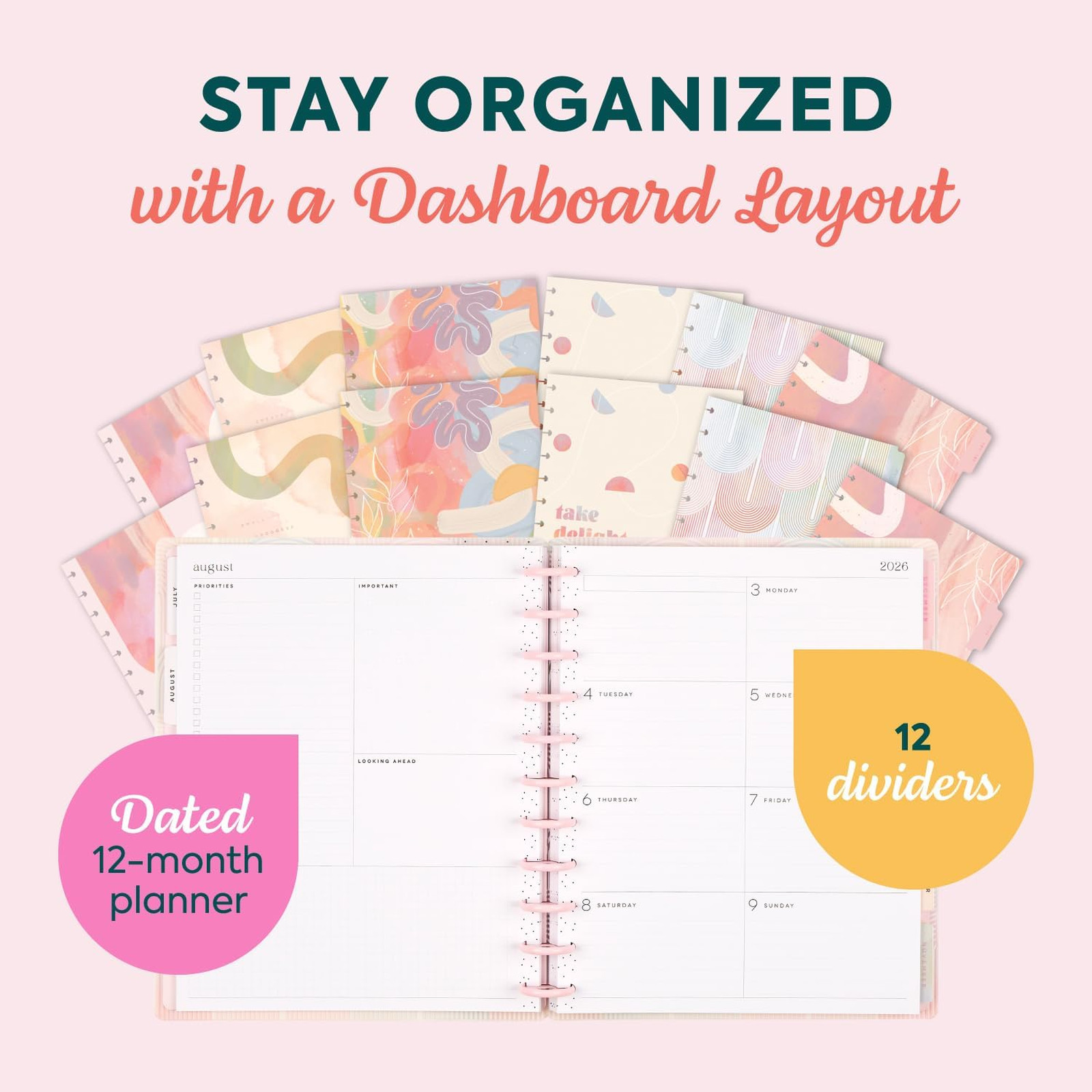 Disc Bound Planner July 2026 June 2027 Big Size 8.5×11 Dashboard Layout Spring