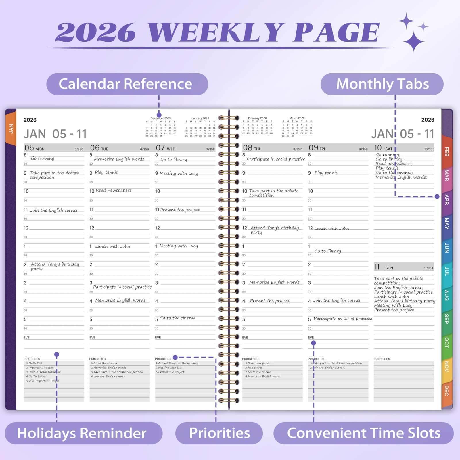 2026 Appointment Book/Planner – 8.2″ x 11″, Daily Planner 2026 from Jan. 2026 –
