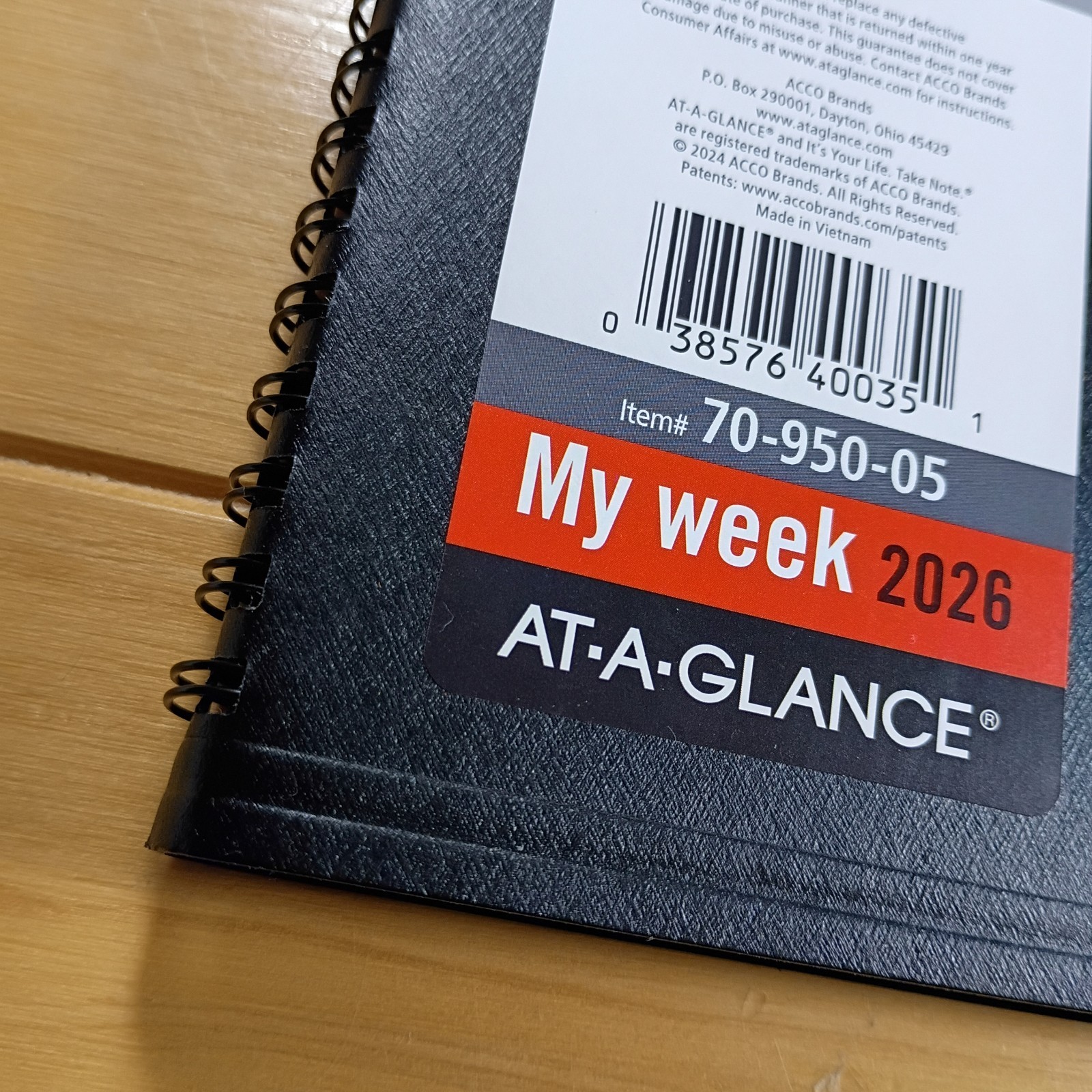 AT-A-GLANCE My Week 2026 Book Item #70-950-05 Black New