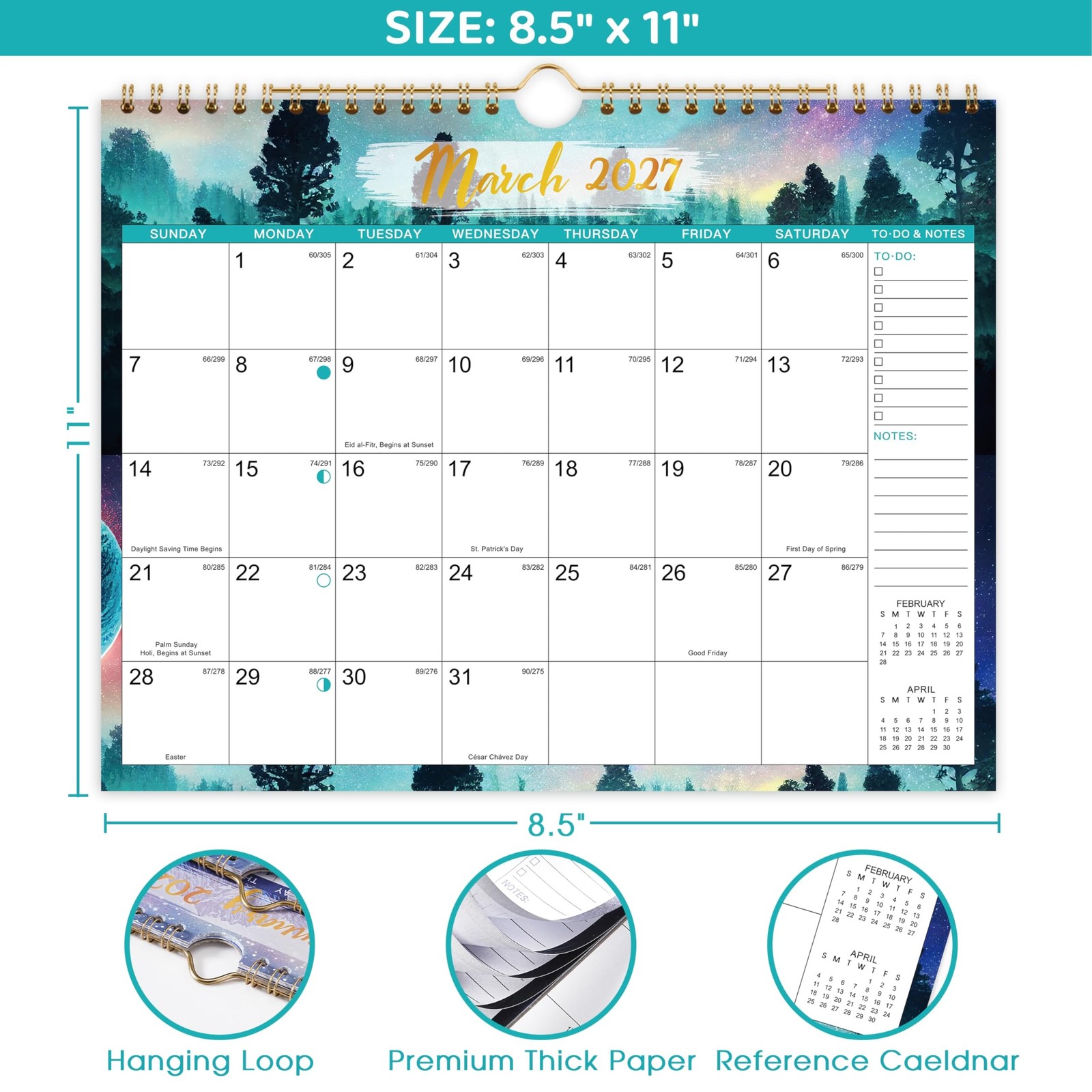 Calendar 2026-2027 – 2026-2027 Wall Calendar, JUL 2026 – DEC 2026, 11″ x 8.5″…