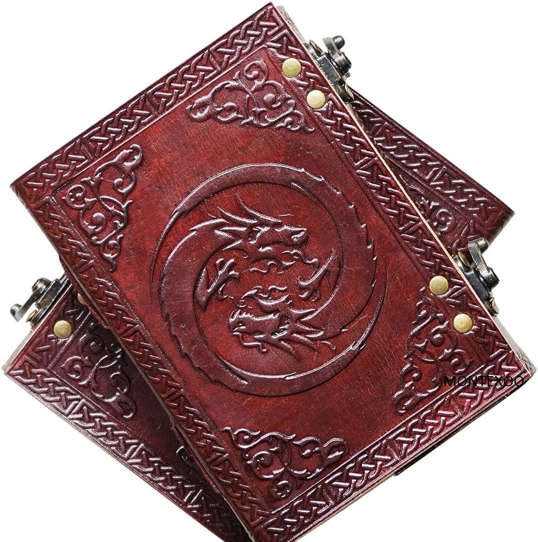 Handmade Leather Journal 7×5″ Vintage Diary Notebook Double Lock – 200Blank Page