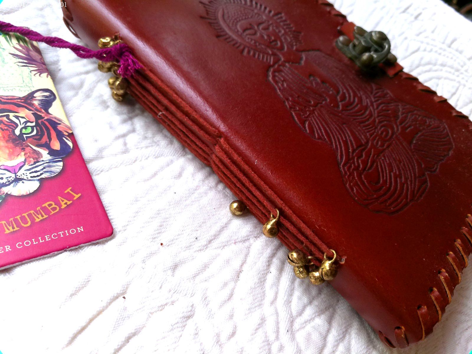 JEWEL OF MUMBAI HANDMADE LEATHER JOURNAL KRISHNA METAL LATCH 144 LINED PAGES C