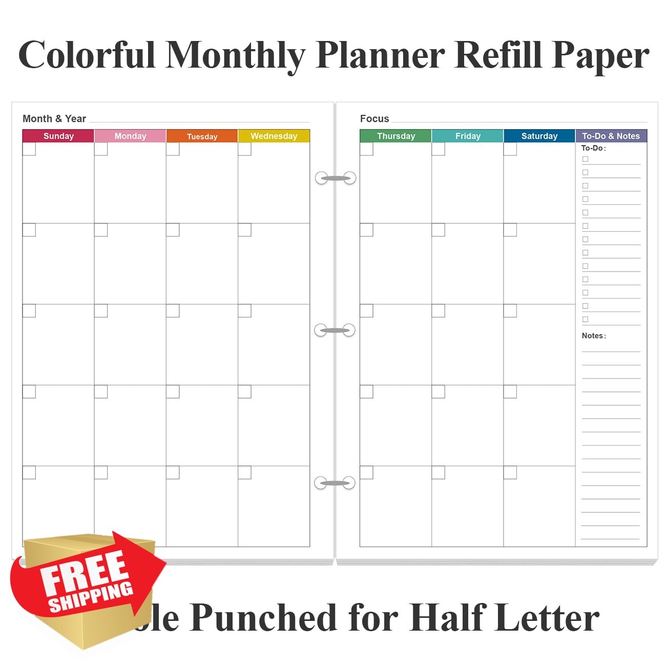 Yaridar Half Letter Size Undated Monthly Planner Refills