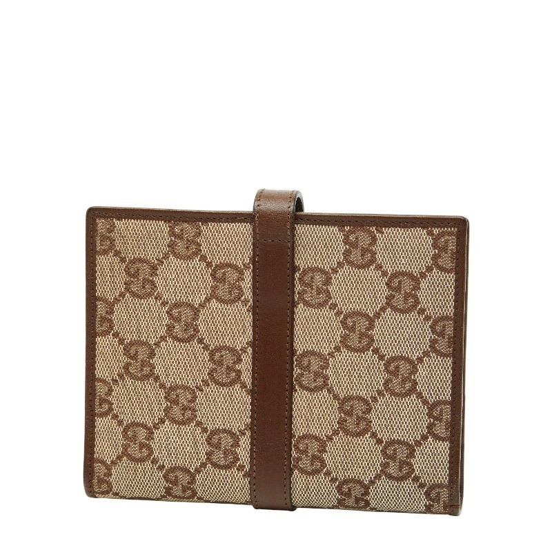 GUCCI notebook cover GG canvas Beige/Brown Leather 14x11cm w/Box F/S