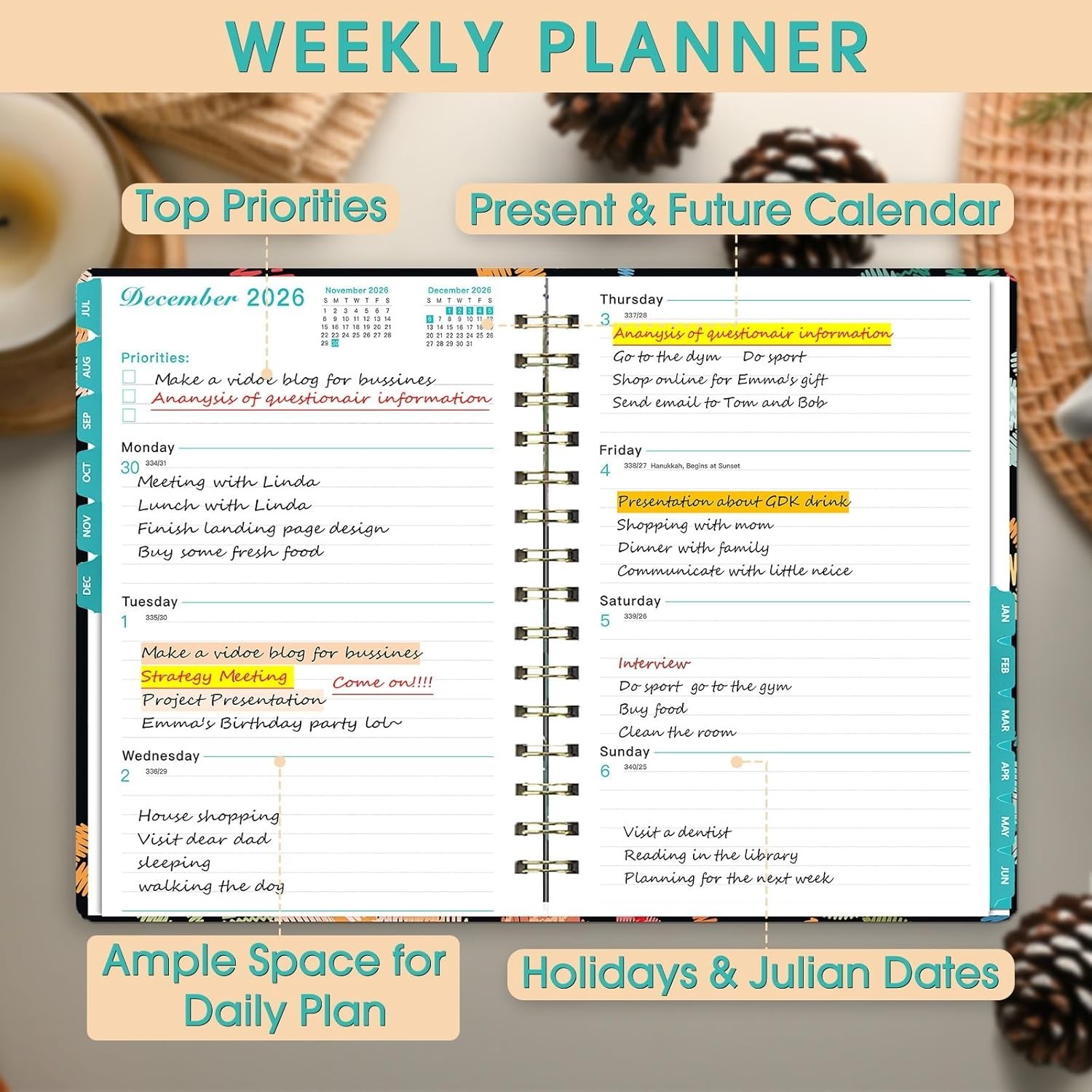 2026-2027 Planning Made Easy – Organizer with Stickers & Inner Pocket, 144 Pages