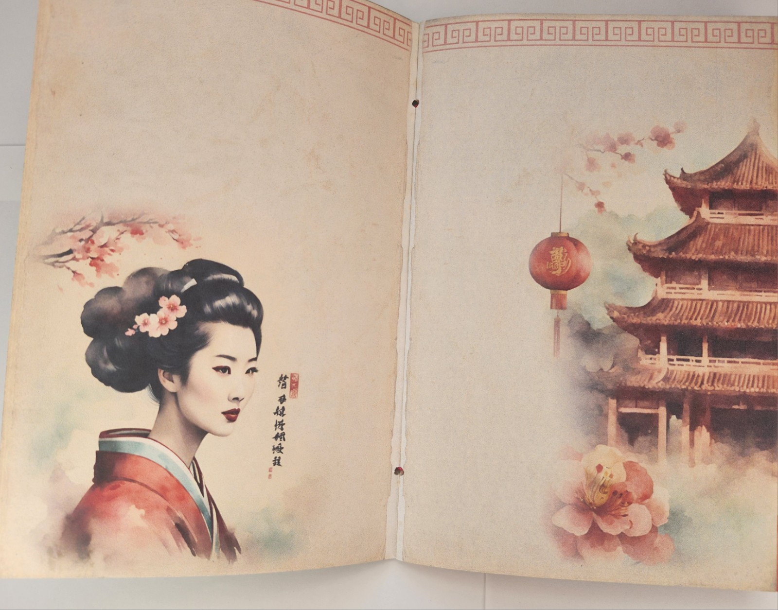 “ASIAN SPLENDOR” Oriental Japanese Style Junk Journal Vibrant Images 40pg 6″x9″