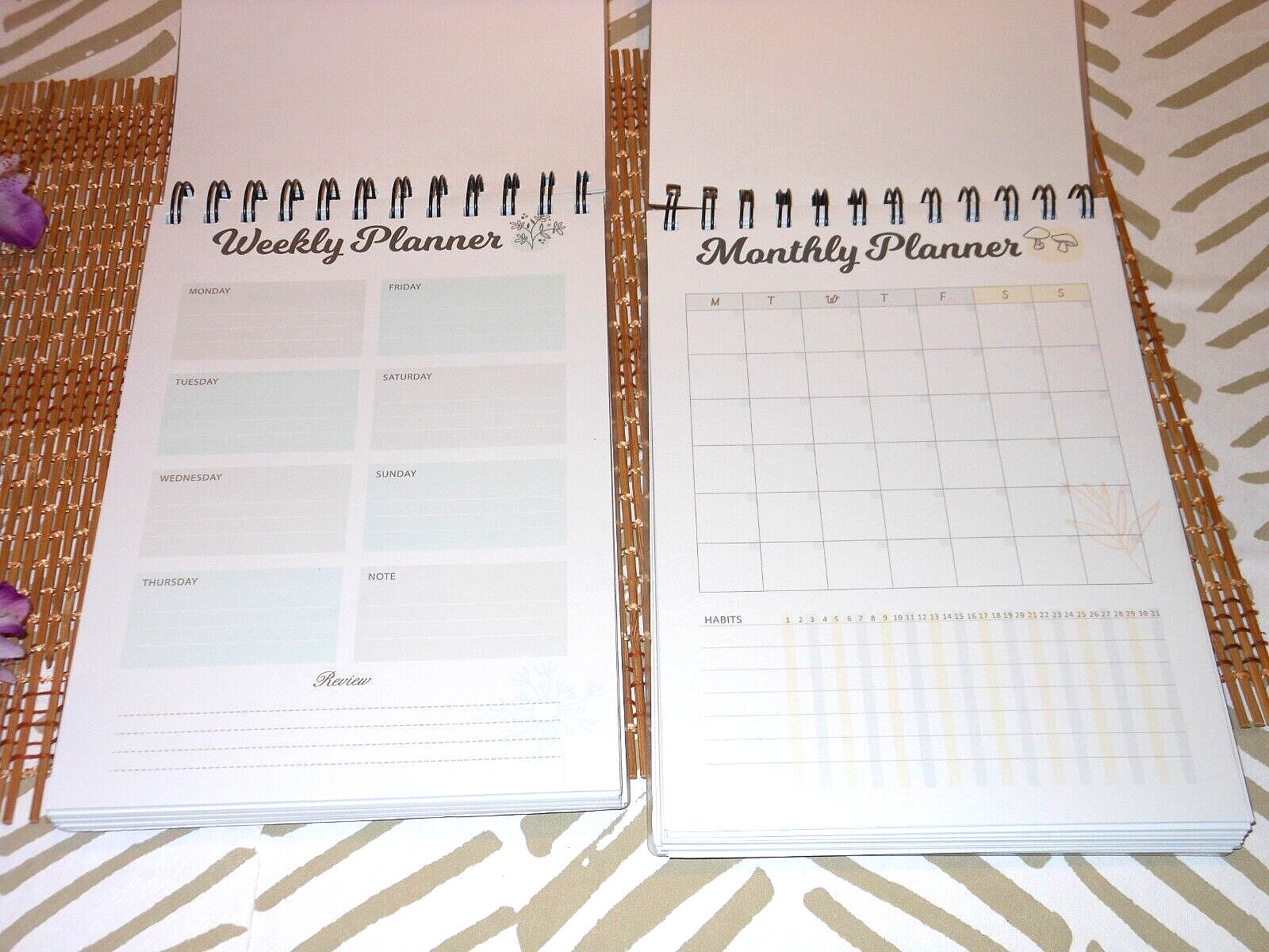 2 X DAILY, WEEKLY , MONTHLY BLANK NOTEPAD PLANNERS & GOALS , SPIRAL