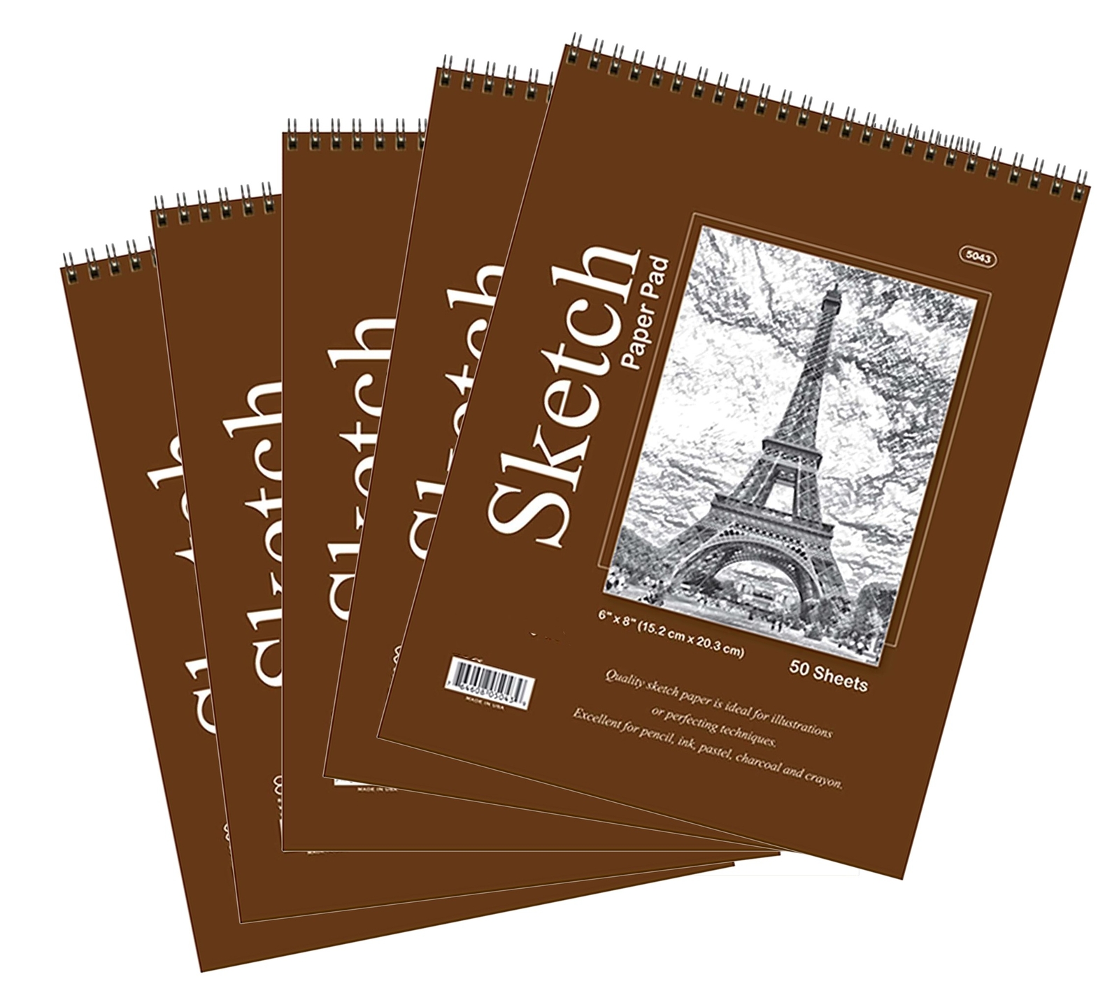 5 Pcs 50 sheets 6″ x 8″ Top Bound Spiral Premium Quality Sketch Book Paper Pad