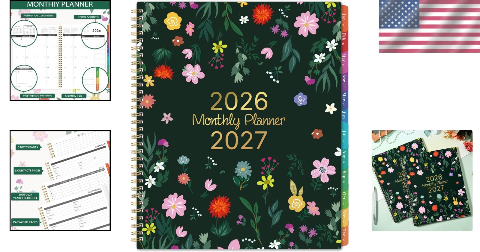 Ultimate Monthly Planner 2026-2027 – Colorful Tabs, Eco-Friendly, Ink-Resistant