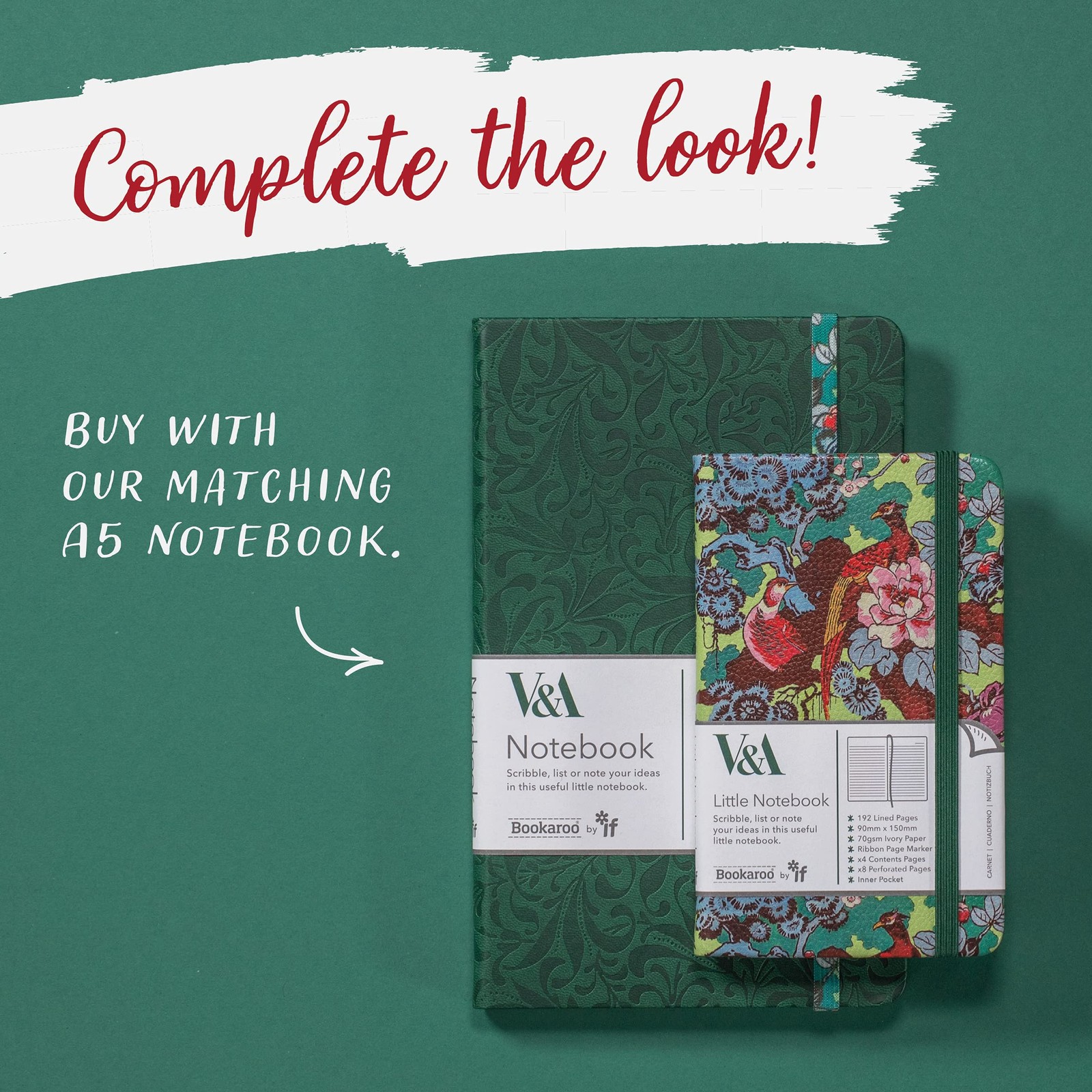IF V & A Bookaroo Journal A6 Sundour Pheasant, Green, One size Size, Green