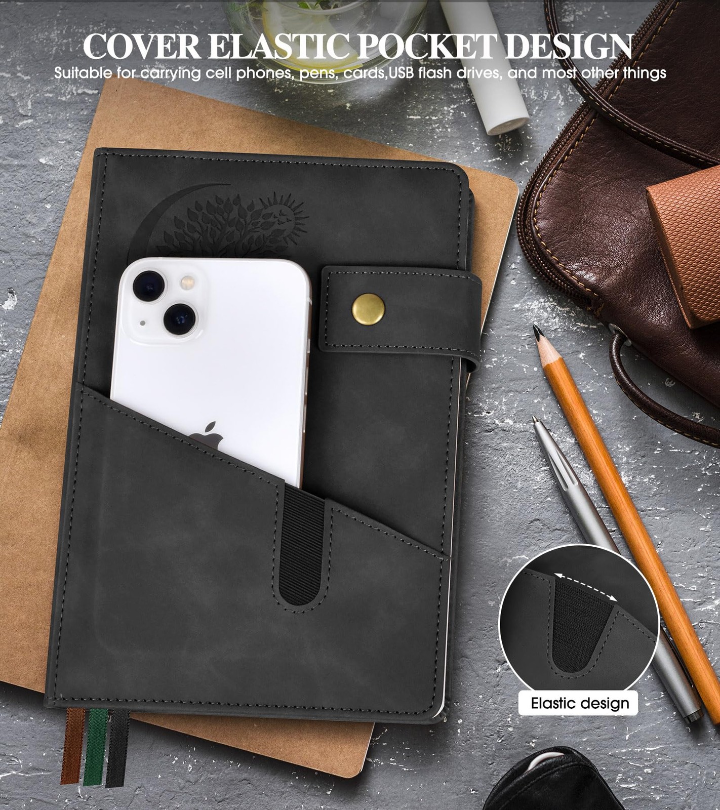 A5 Hardcover Leather Sketchbook – 200 Pages Blank Paper, Unlined Notebook