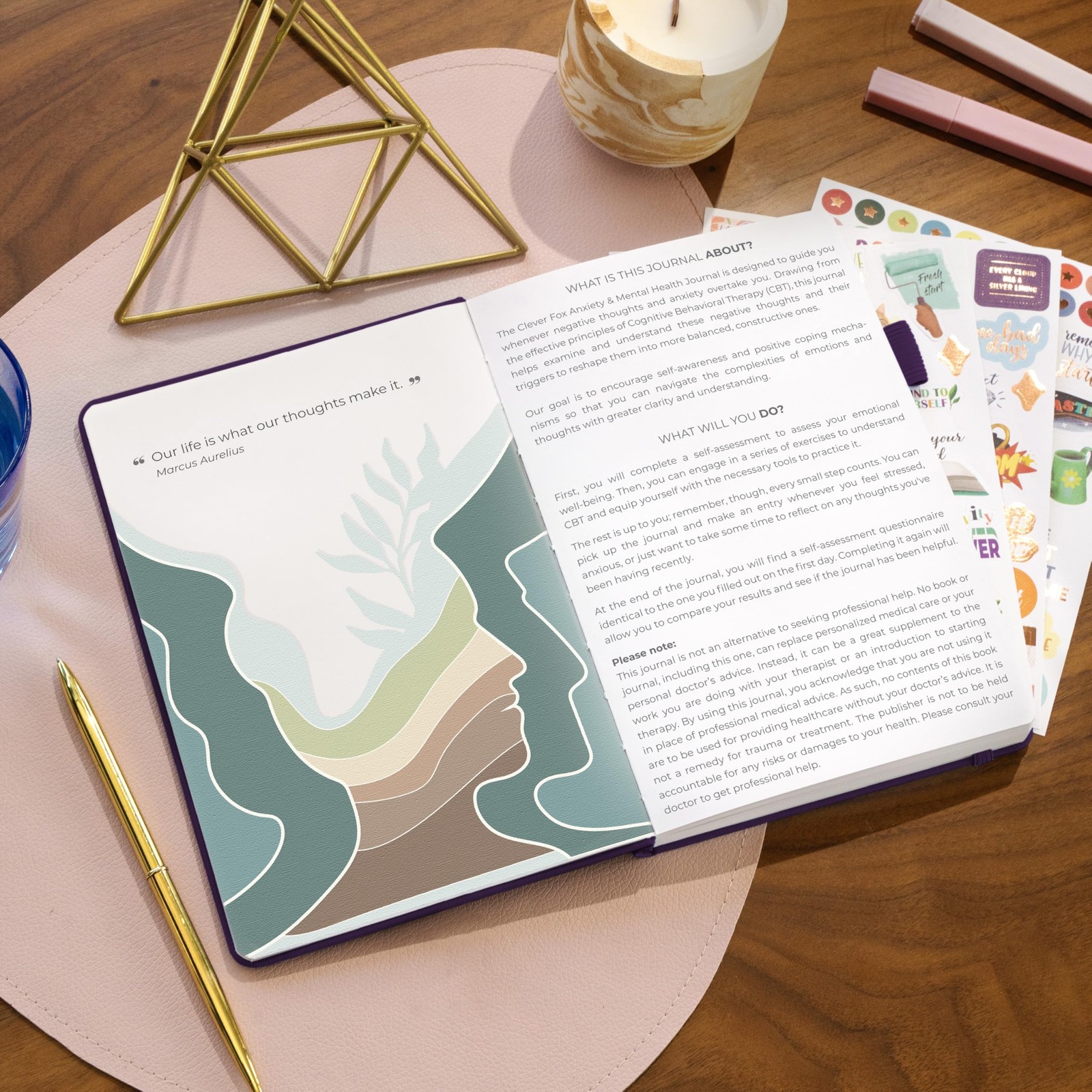 Clever Fox Mental Health & Anxiety Journal – Guided A5 (5.8″ x 8.3″), Purple
