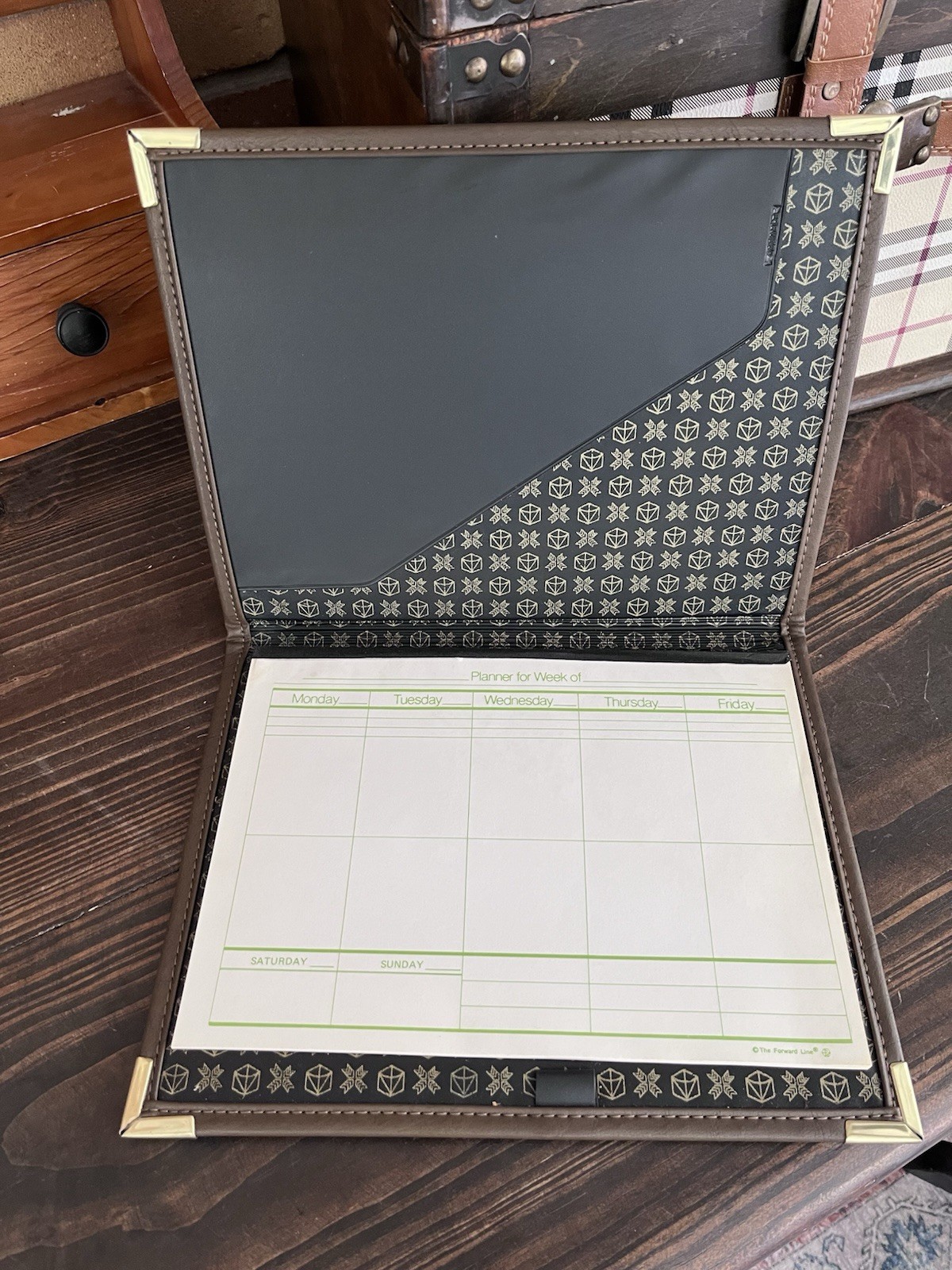2! Vintage Yellow Pages Logo Weekly Planner Portfolio Canvas Fabric Brown Retro