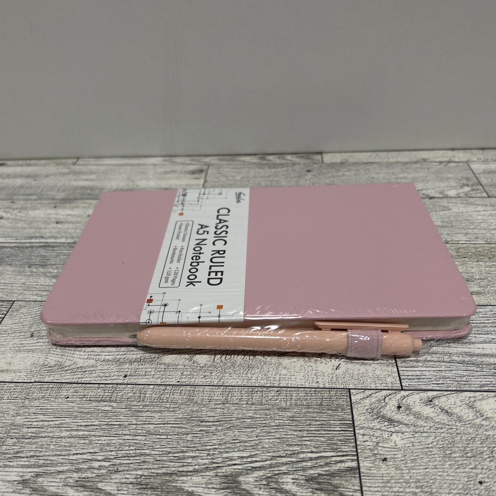 Feela Classic Ruled A5 Notebook 8.5 x5.25 Pink New With Pink Pen 128 pages