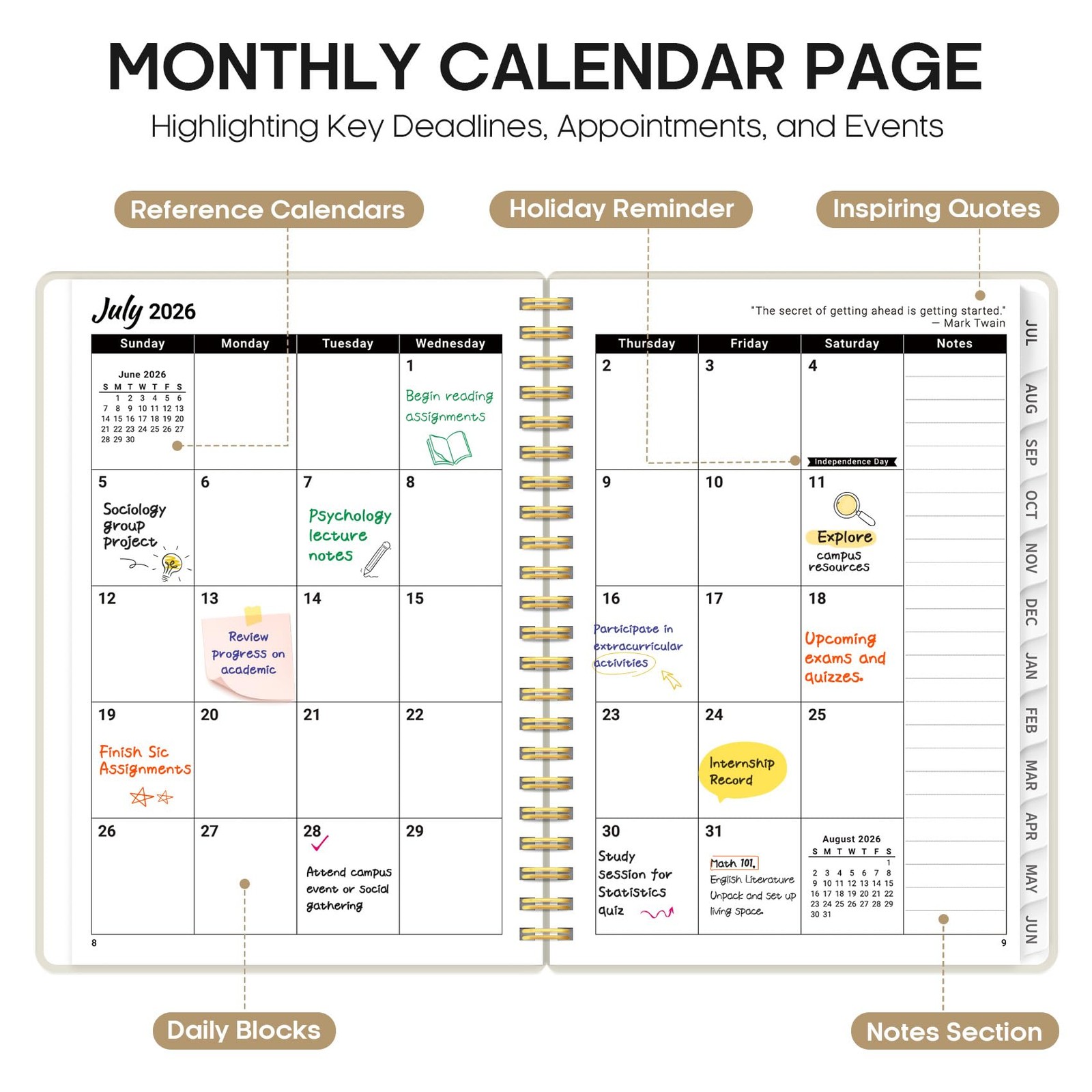 Planner 2026-2027, 6.3″ x 8.5″ Weekly and Monthly Academic Year Planner Calen…