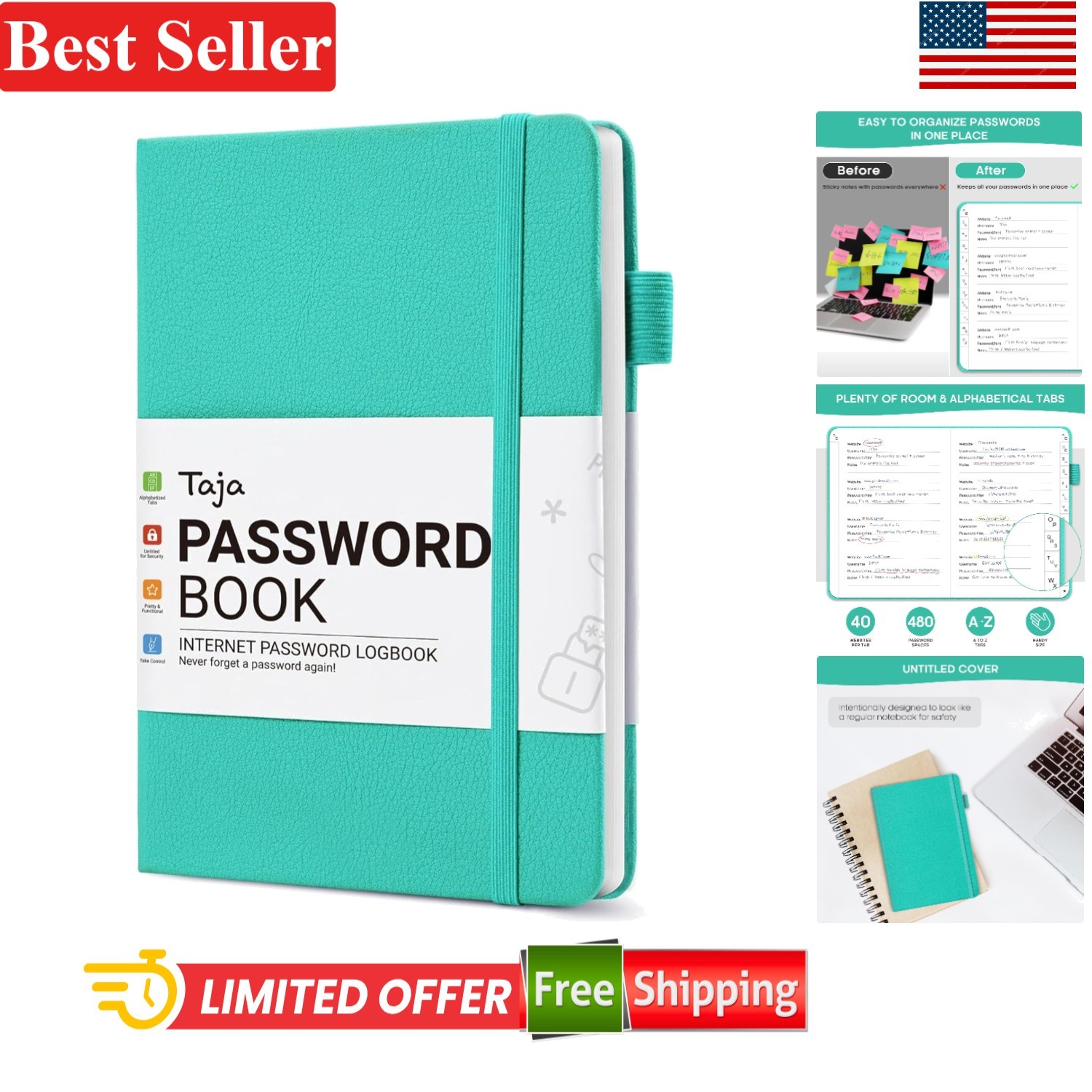 Elegant Password Notebook for Seniors – 136 Pages for Secure Password Management