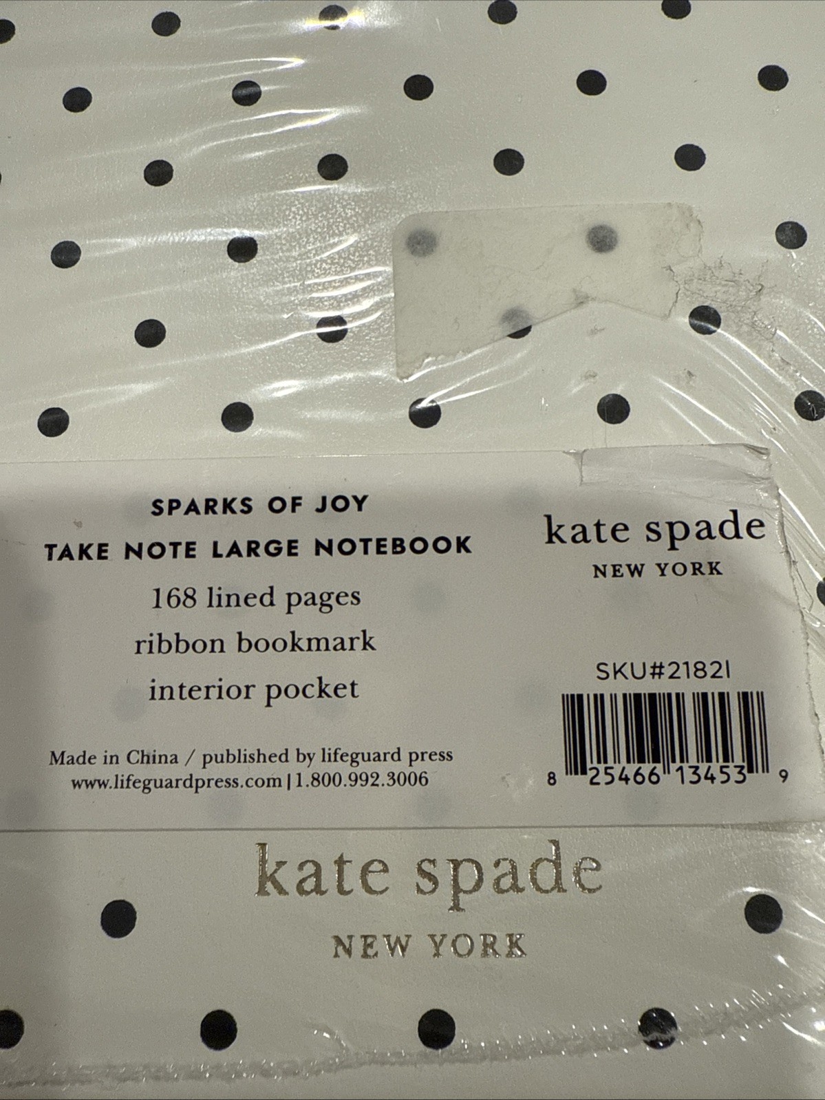 Polka Dot Kate Spade Sparks Of Joy Take Note Notebook Journal Diary Monogram L