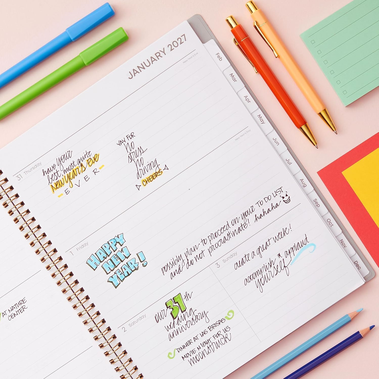 2027 Weekly and Monthly Planner Calendar, January 2027 – December