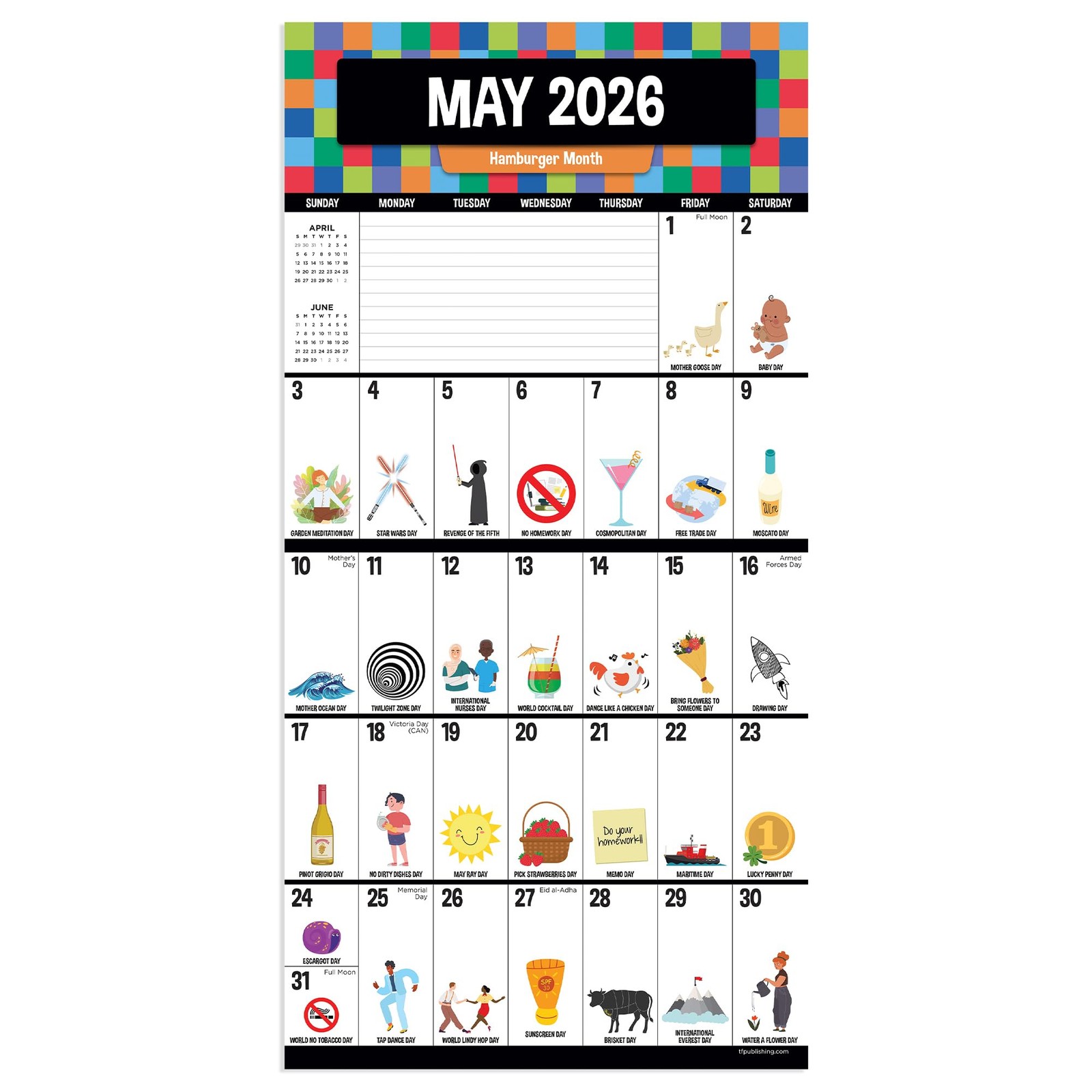 TF Publishing 2026 Every Day’s A Mini Wall Calendar 7″x7″ 2026, Multi color