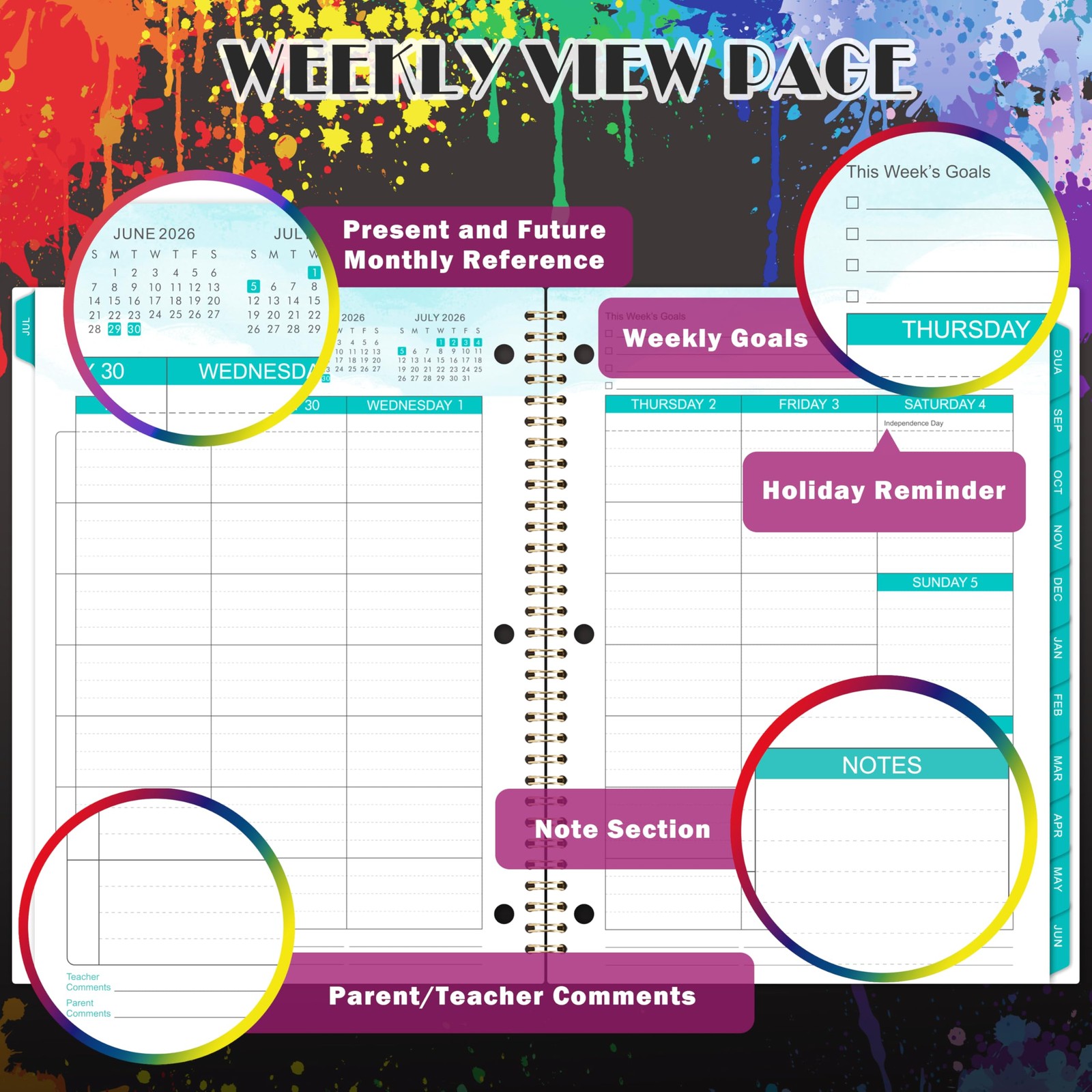 Student Planner 2026-2027 – Academic Organizer July 2026 – 9″ x 11″, Black