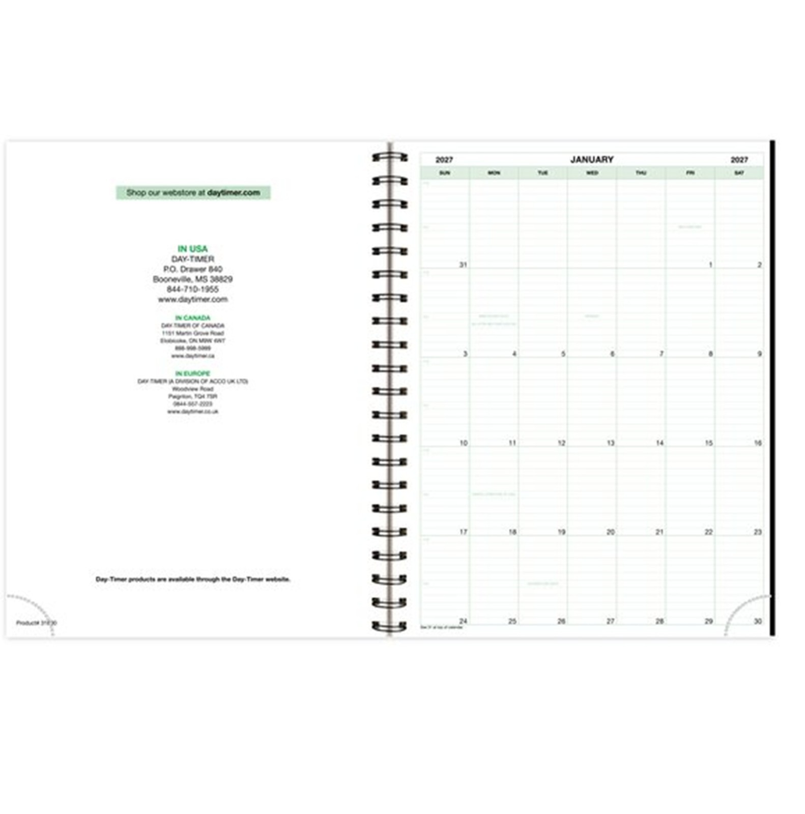 Day-Timer Jan-Dec 2027 Two Page/Day Reference Planner Refill, Wire, 8-1/2×11″2