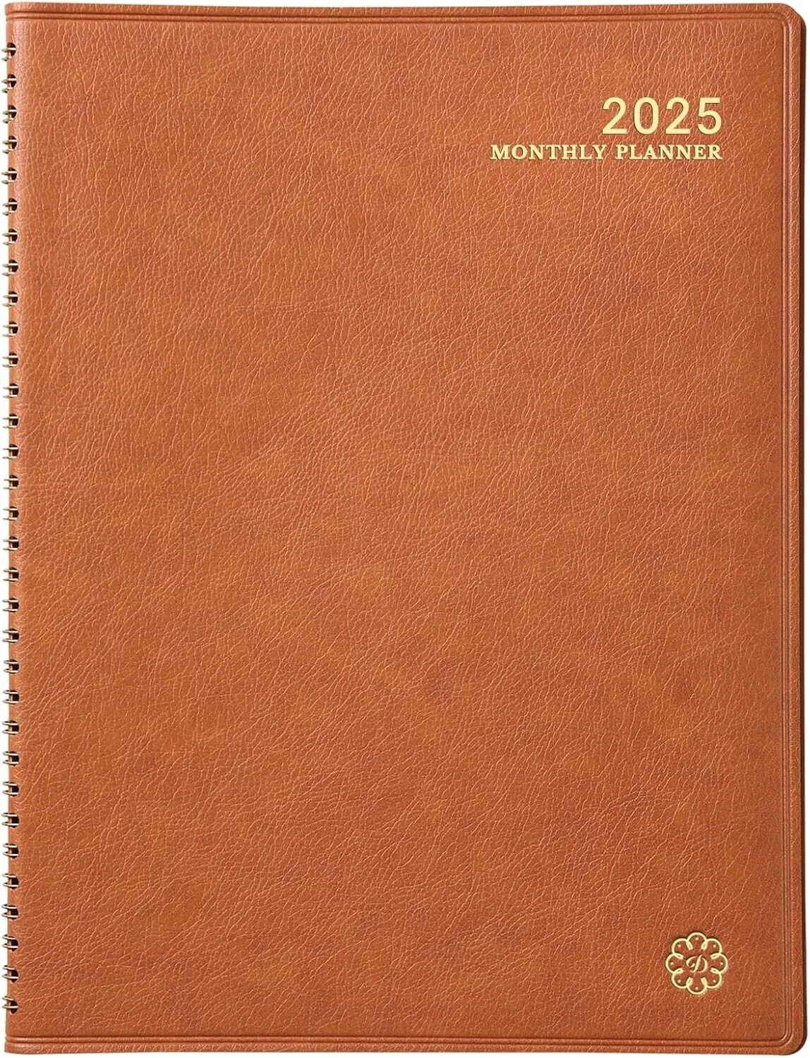 Monthly Planner Jan-Dec 2025 Twin-Wire Organizer Leather Cover Planner, Brown