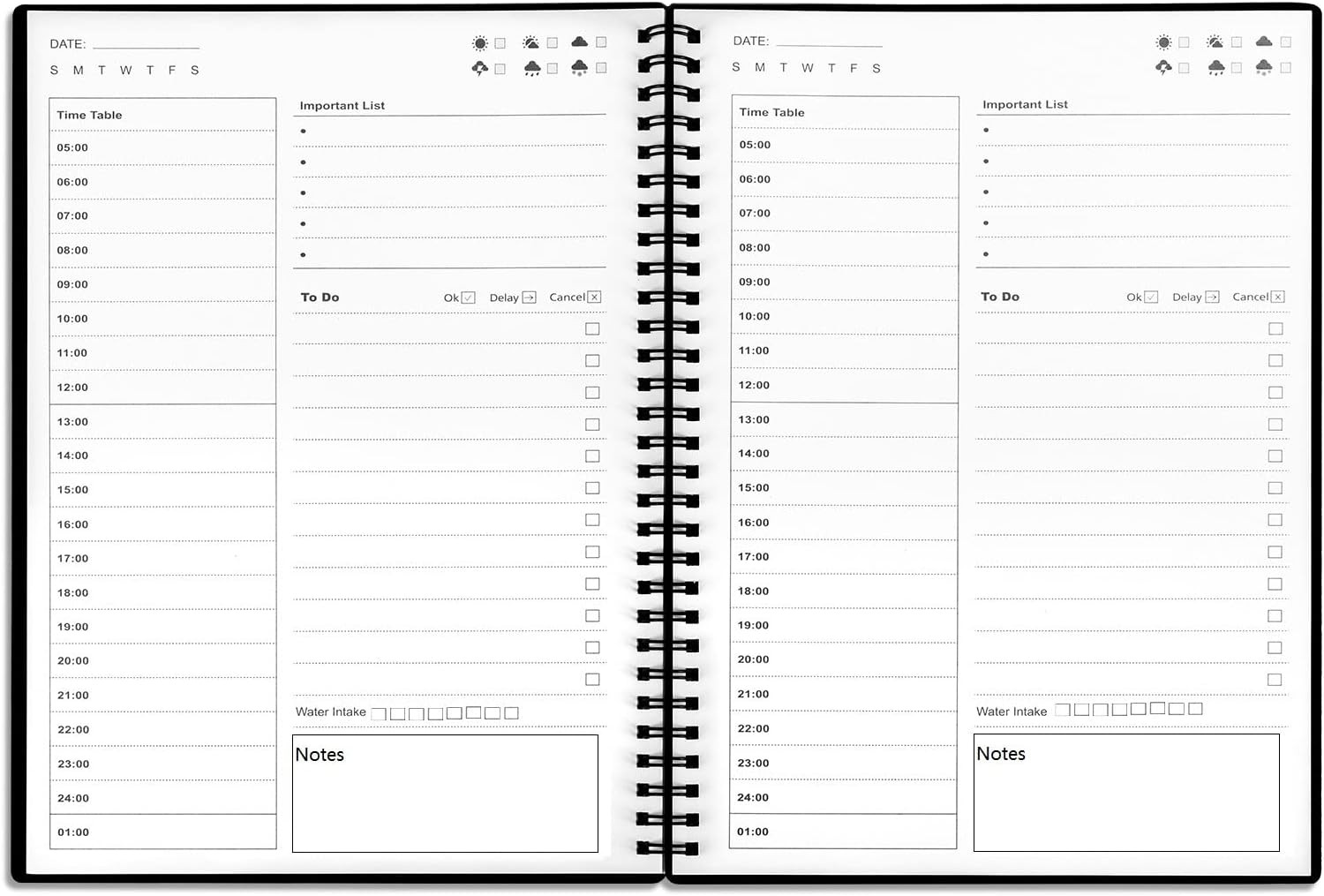 Daily Planner Undated, To Do List Notebook with Hourly Schedule, Time Management