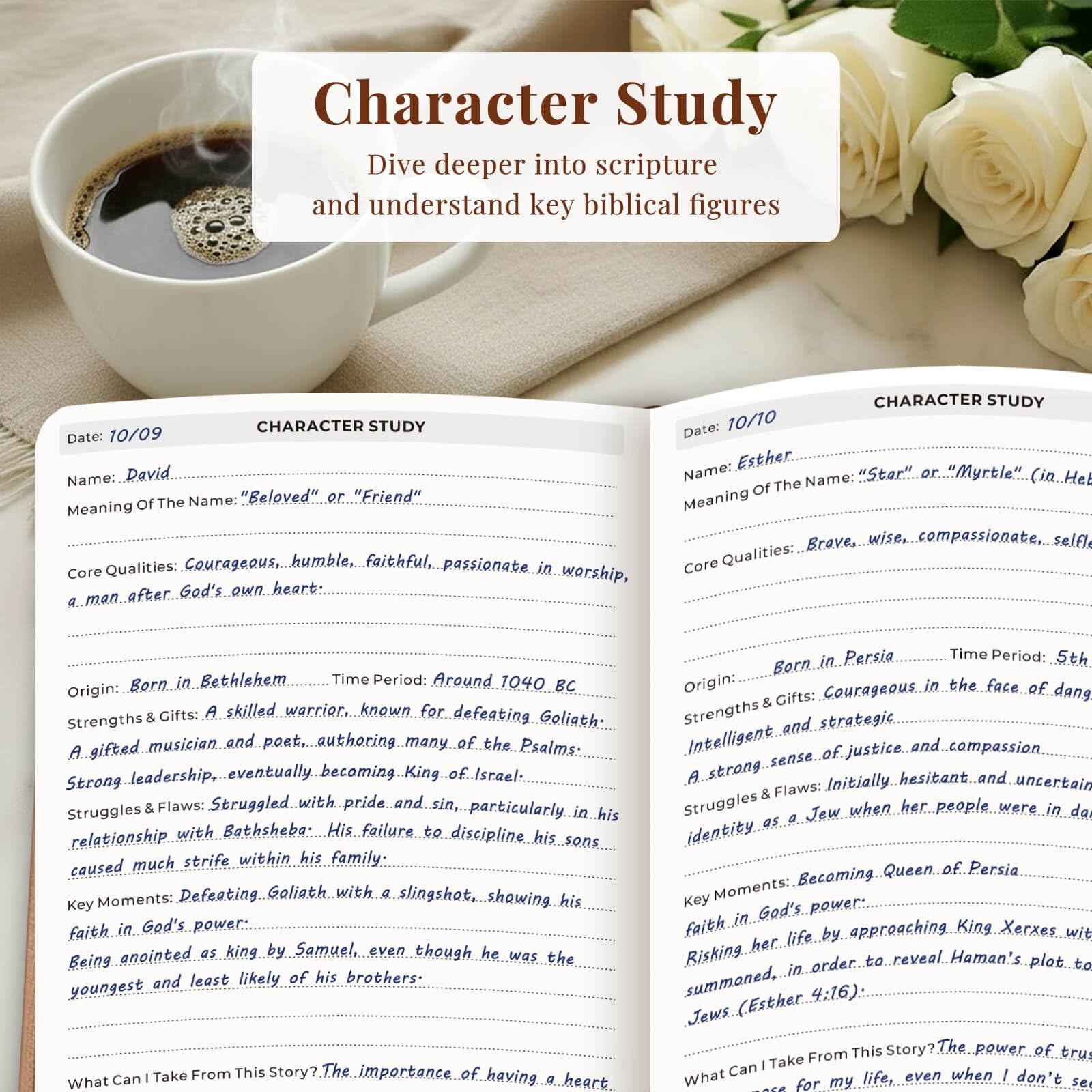Bible Study Journal for Women – Guided Christian Notebook with Rose Gold