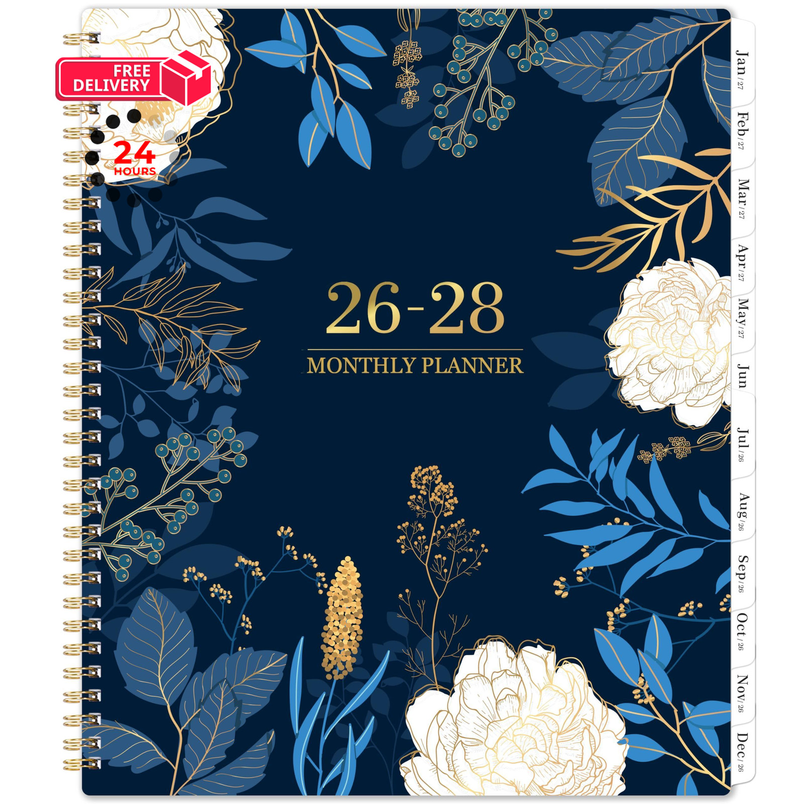 2026-2028 Monthly Planner – 2 Year Planner/Calendar 11″ x 9″, blue
