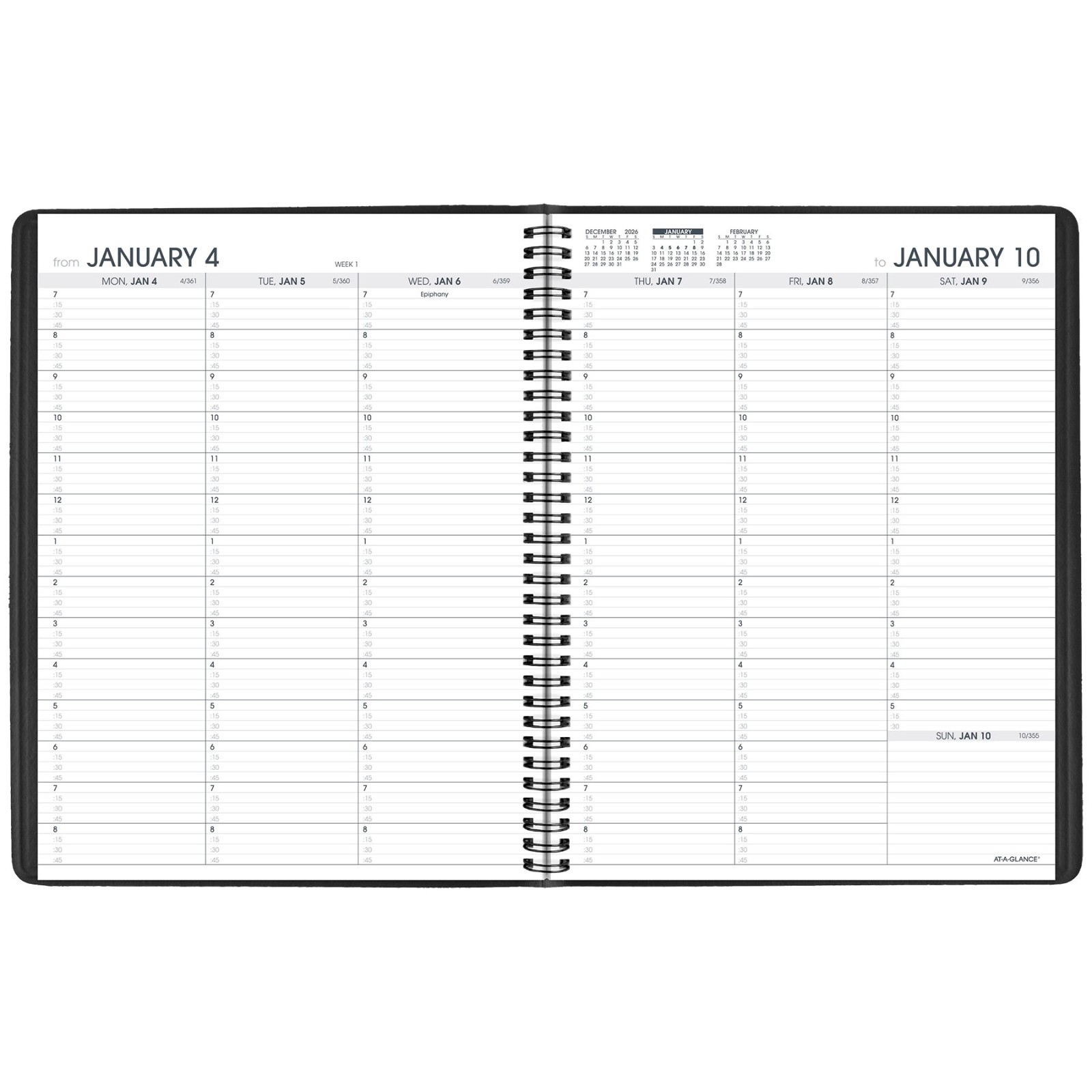 2026 At-A-Glance 70-950-05 Weekly Appointment Book, 8-1/4 x 11″, Black Cover