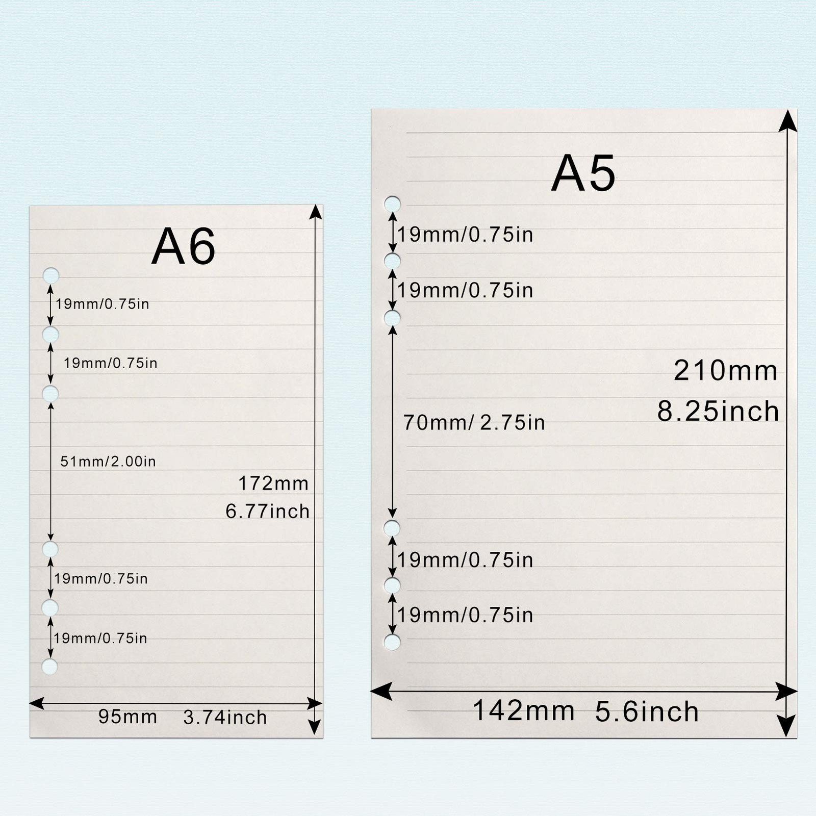 A6 Refill Paper, [3 Pack] Toplive 100GSM Thick Refillable Paper 3 Pack, Line