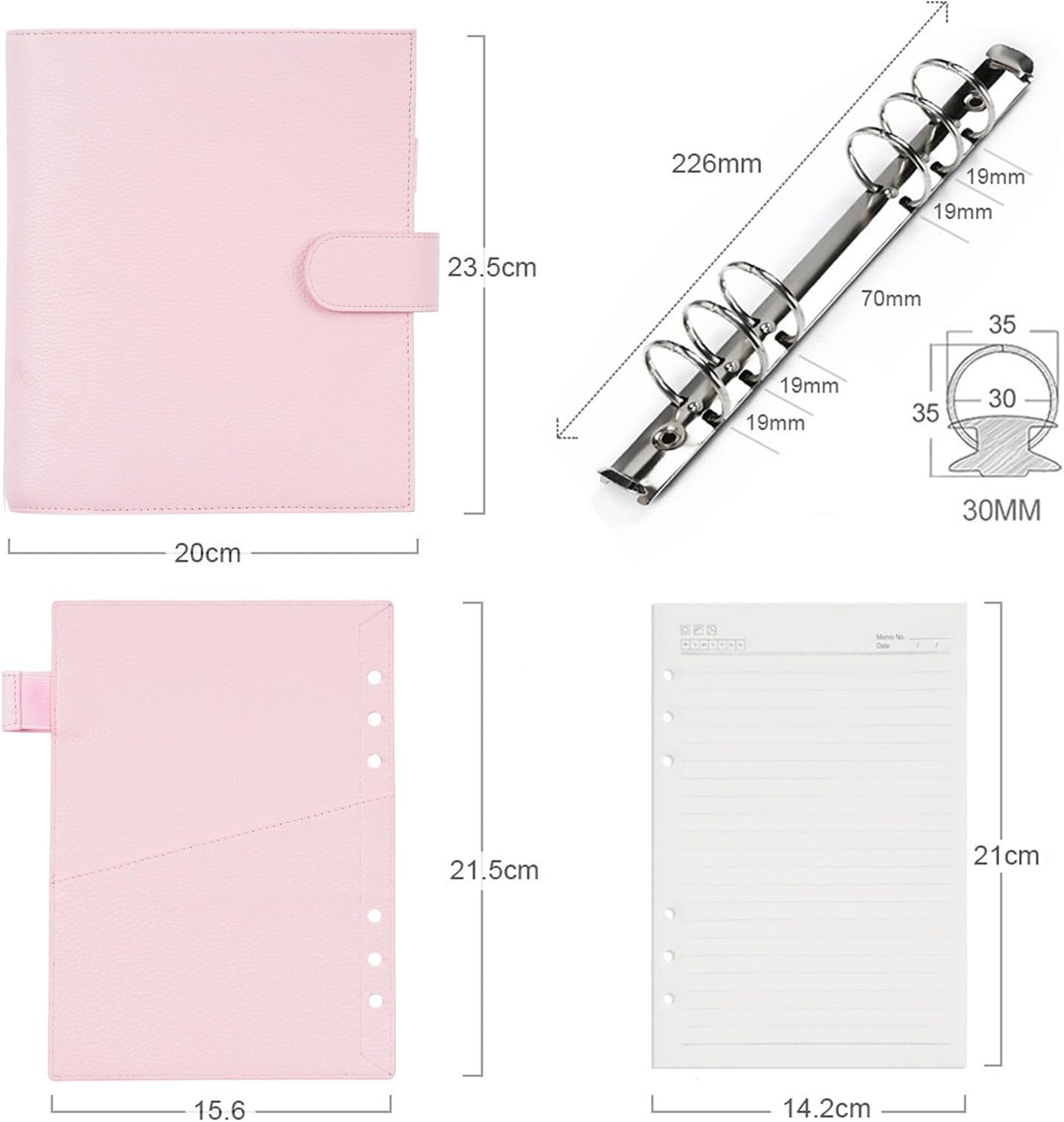 A5 Genuine Leather Rings Planner – 30mm Ring Binder
