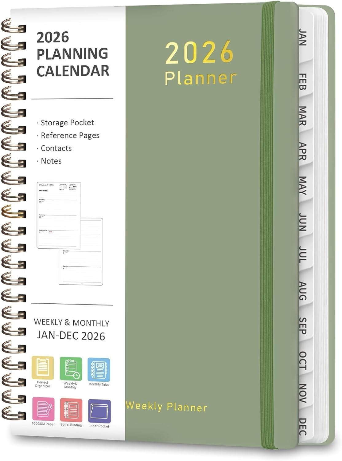 2026 Planner, Weekly & Monthly Calendar, Jan – Dec (CHOOSE YOUR DESIGN)