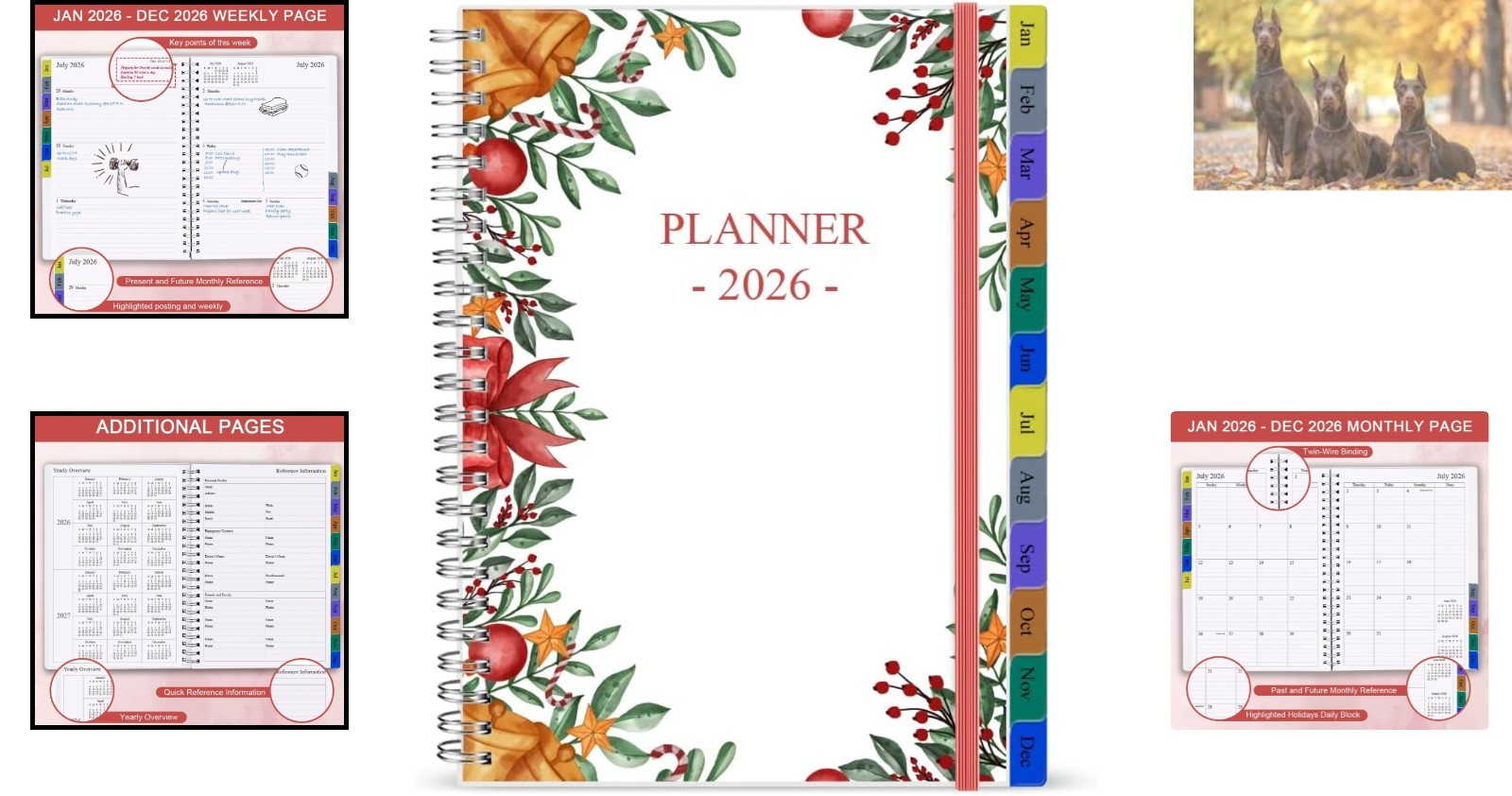 2026 Weekly & Monthly Planner – 6.25″ x 8.25″, Flexible Cover and Inner Pocket